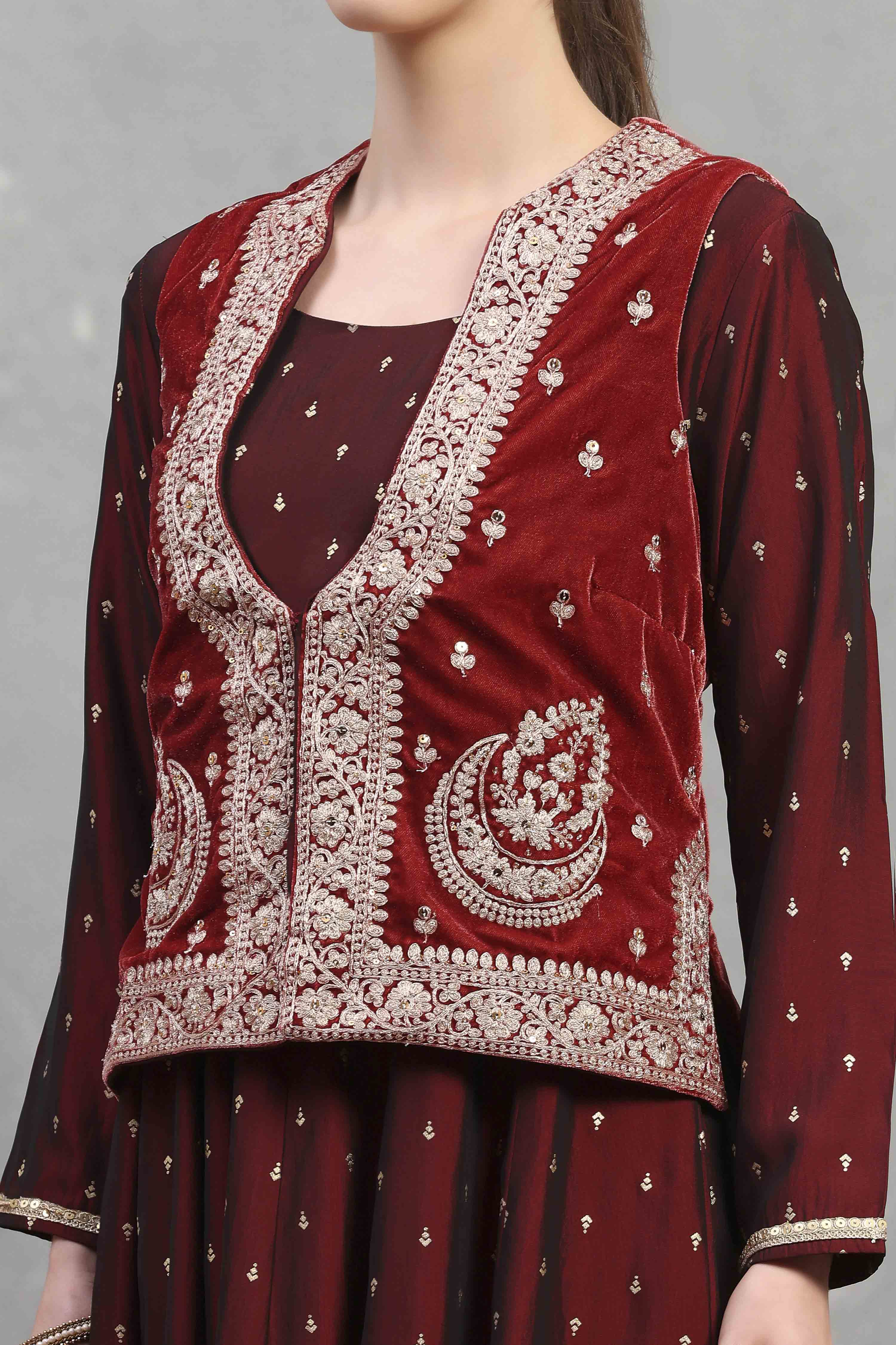 Blue Polyester Blend Printed Kalidar Dress image number 1