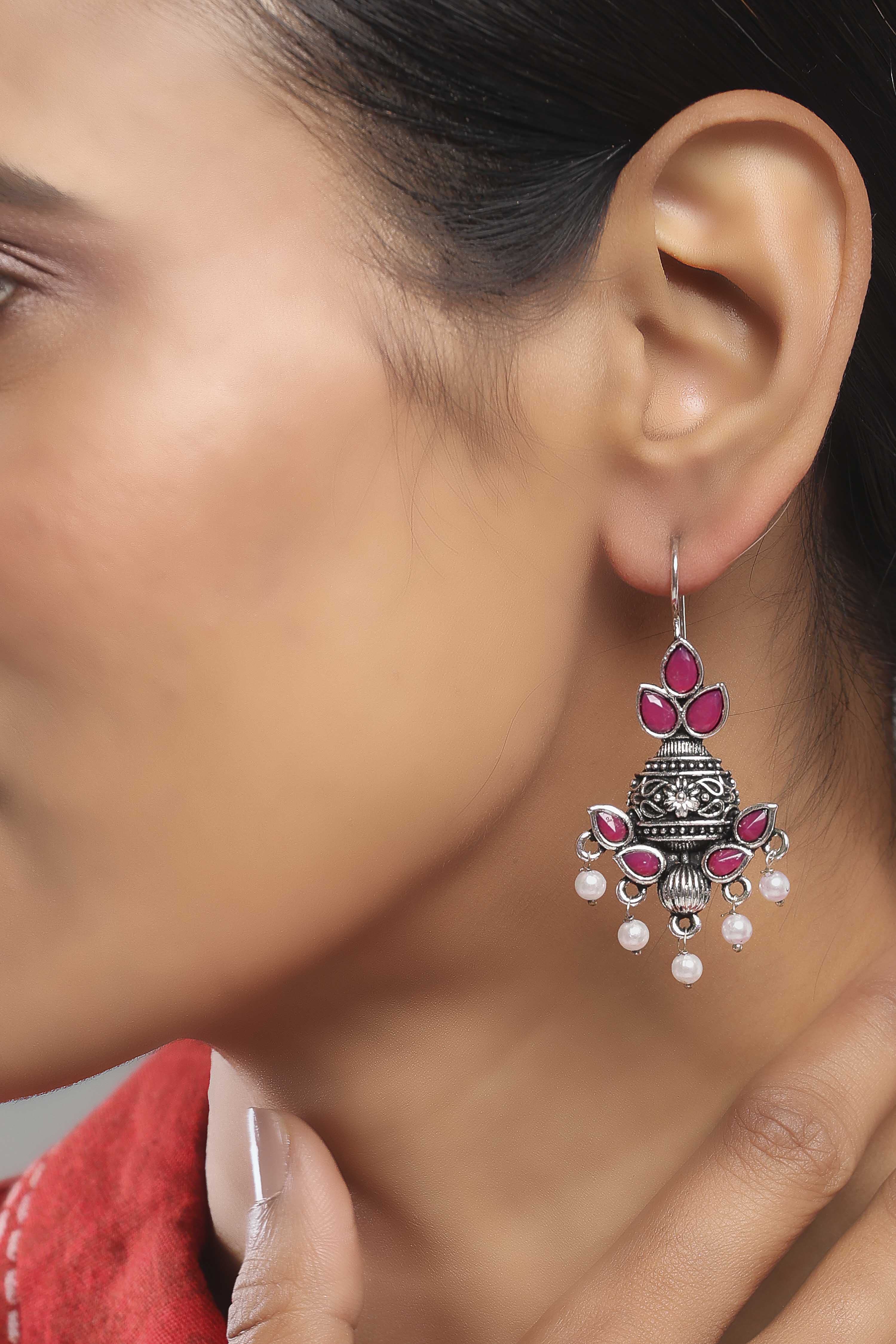 Dark Pink Alloy Drop & Danglers image number 1