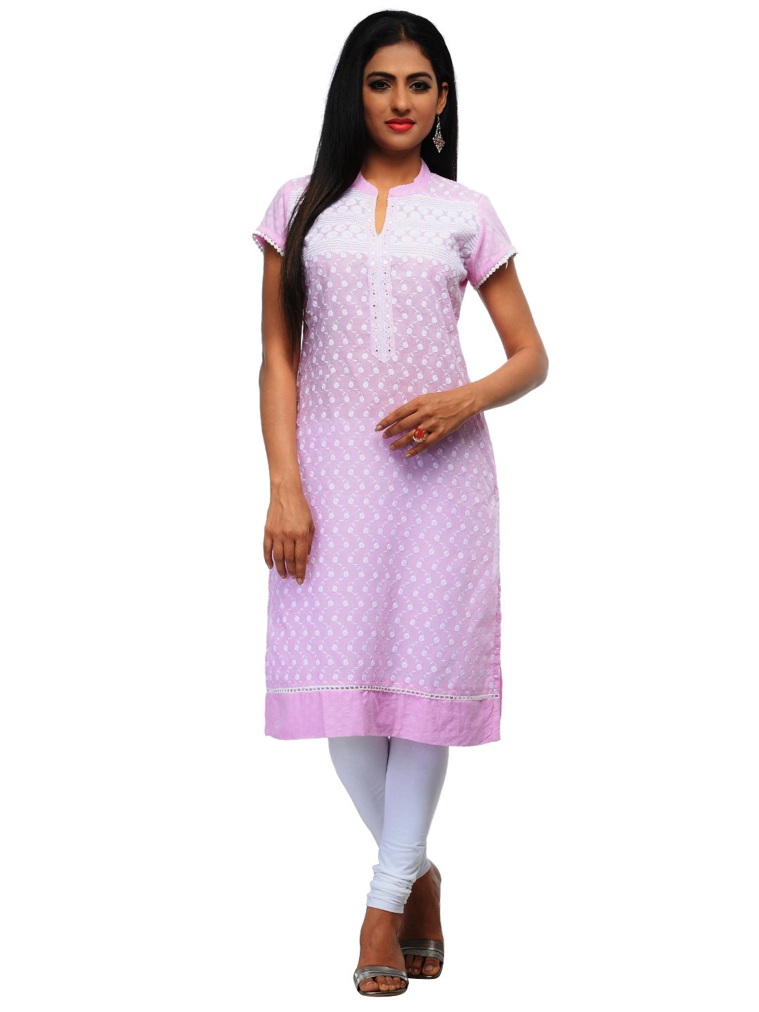 Light Pink Cotton Straight Kurta image number 0