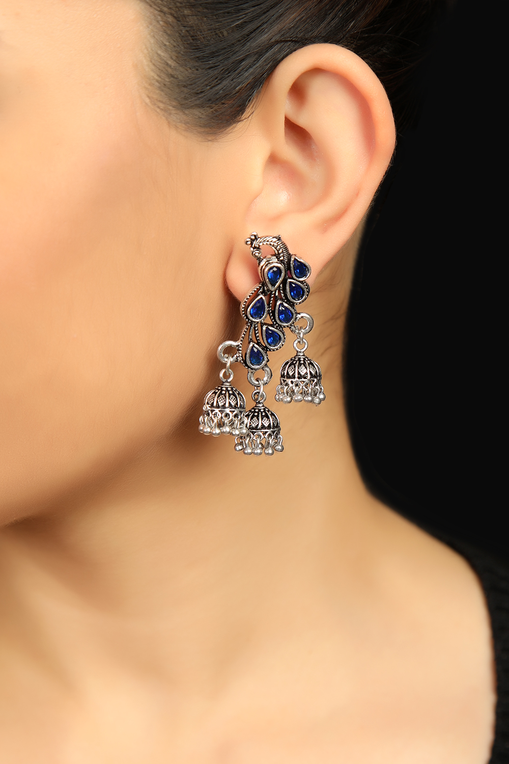 Blue Peacock Jhumkis image number 0