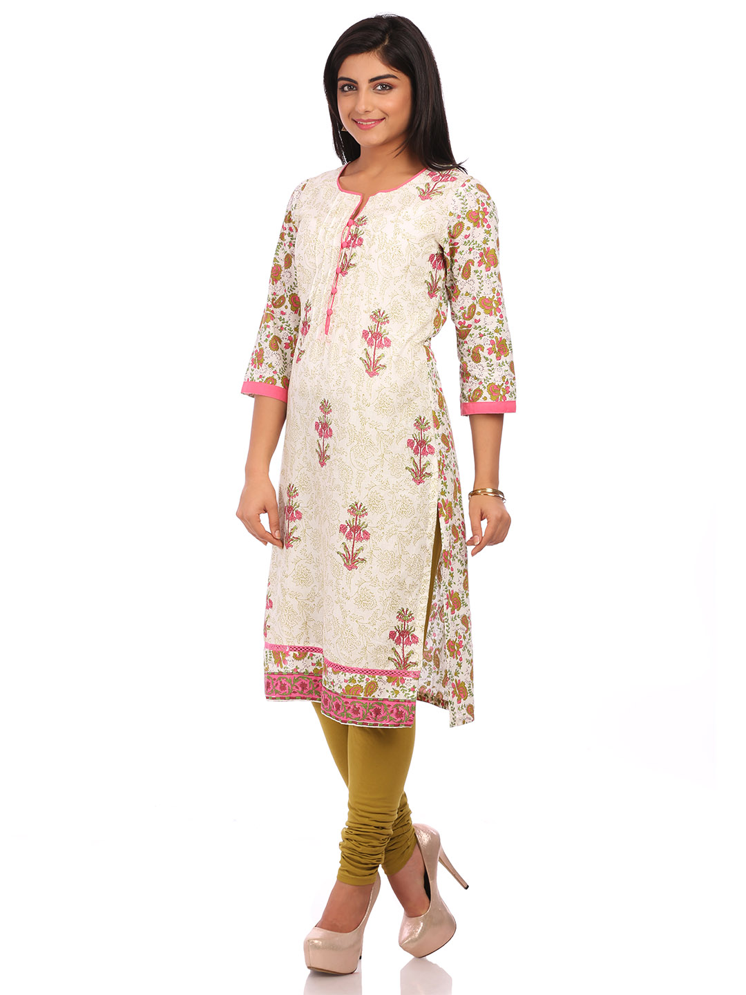 White Cotton Straight Kurta image number 3
