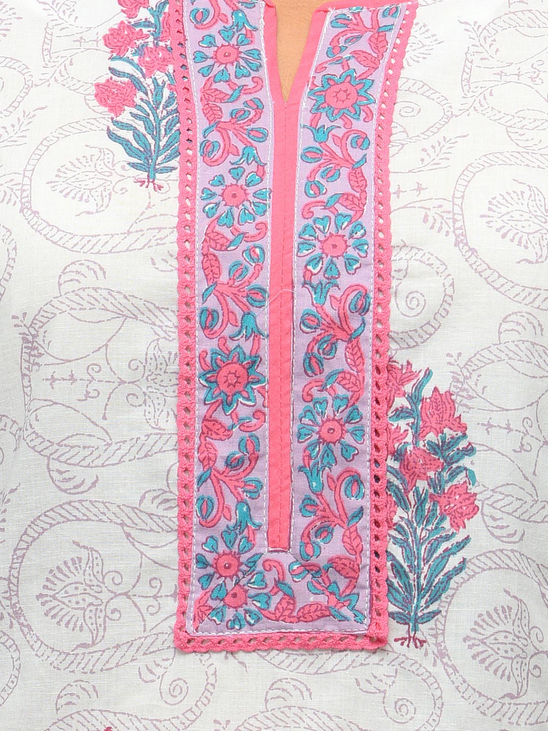 White Cotton Flared Kurta image number 4