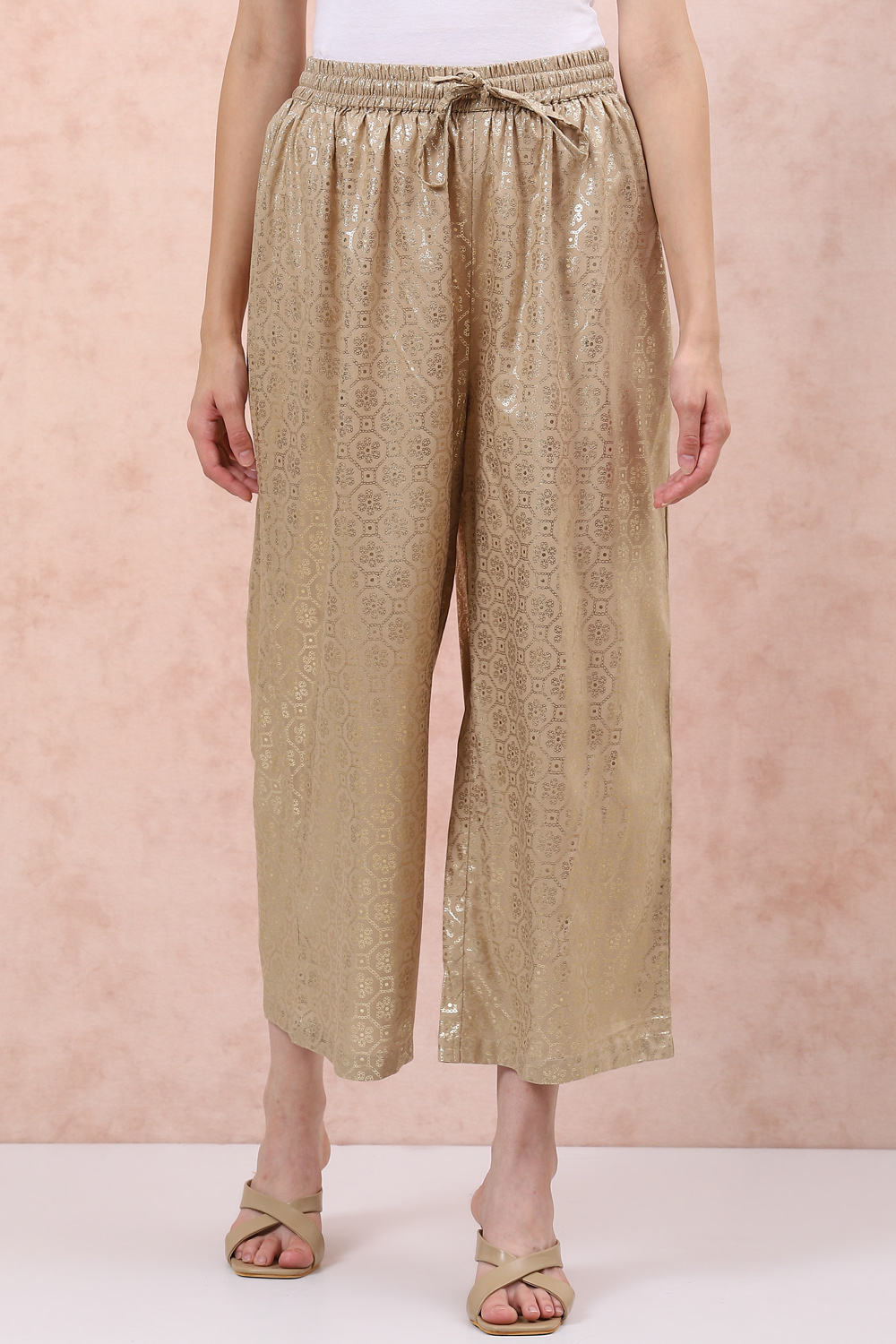 Buy Golden LIVA Palazzo Pants 1N by Rangriti