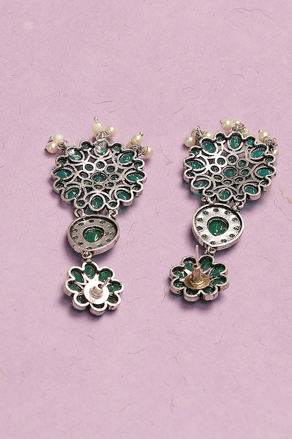 Green Alloy Earrings image number 2