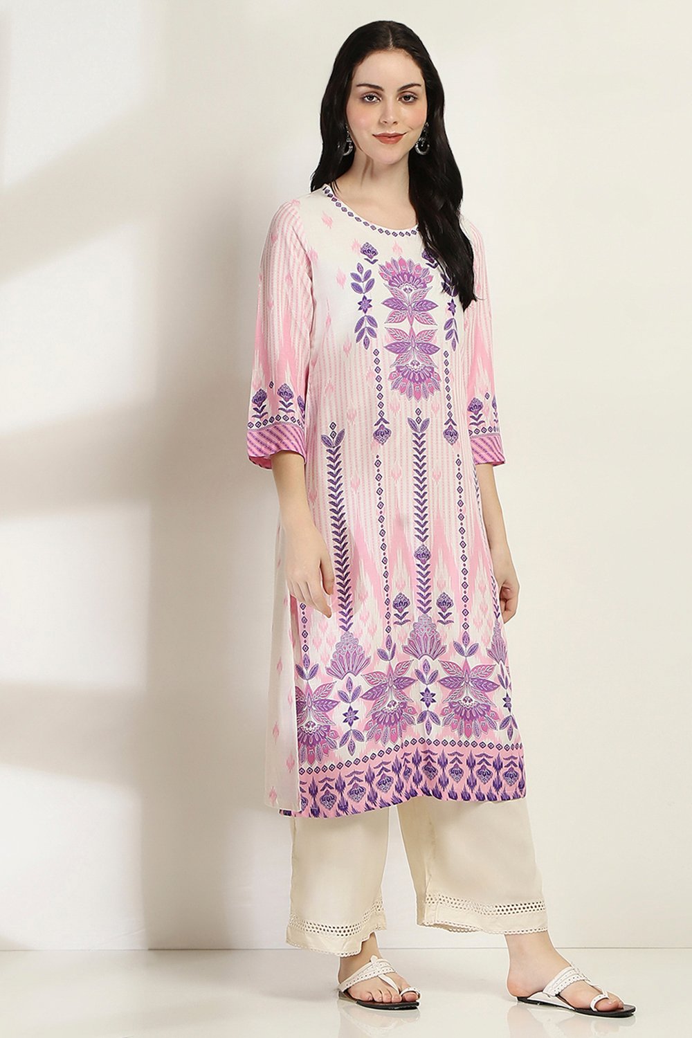 Purple Viscose Rayon Straight Kurta image number 4