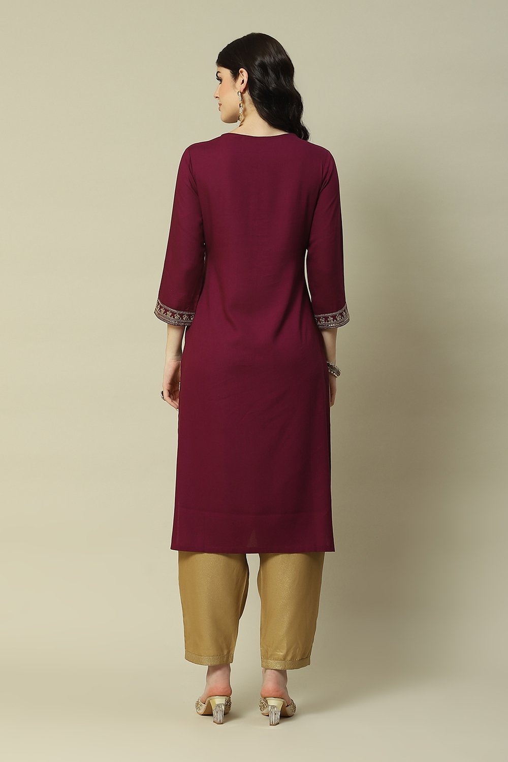 Black LIVA Straight Printed Kurta image number 4