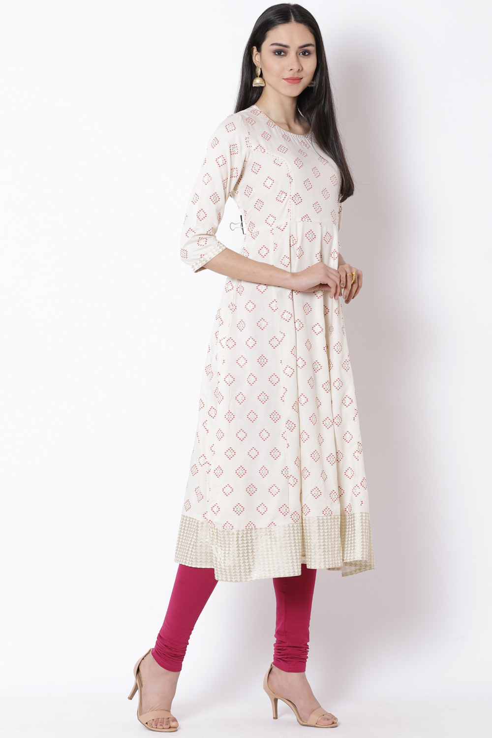 Off White Viscose Kalidar Kurta image number 3