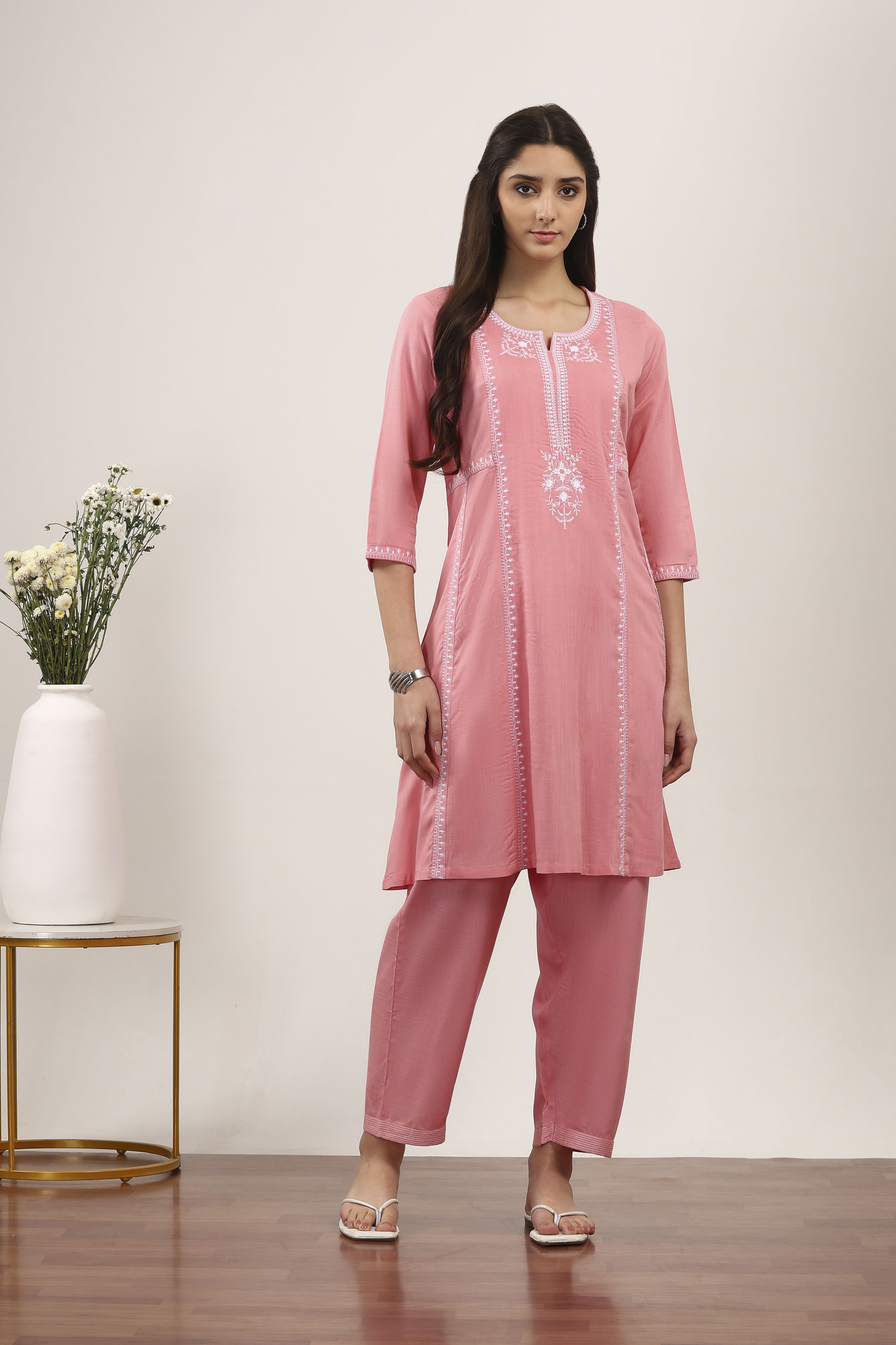 Black Rayon Viscose Rayon Kurta Pants Set image number 6