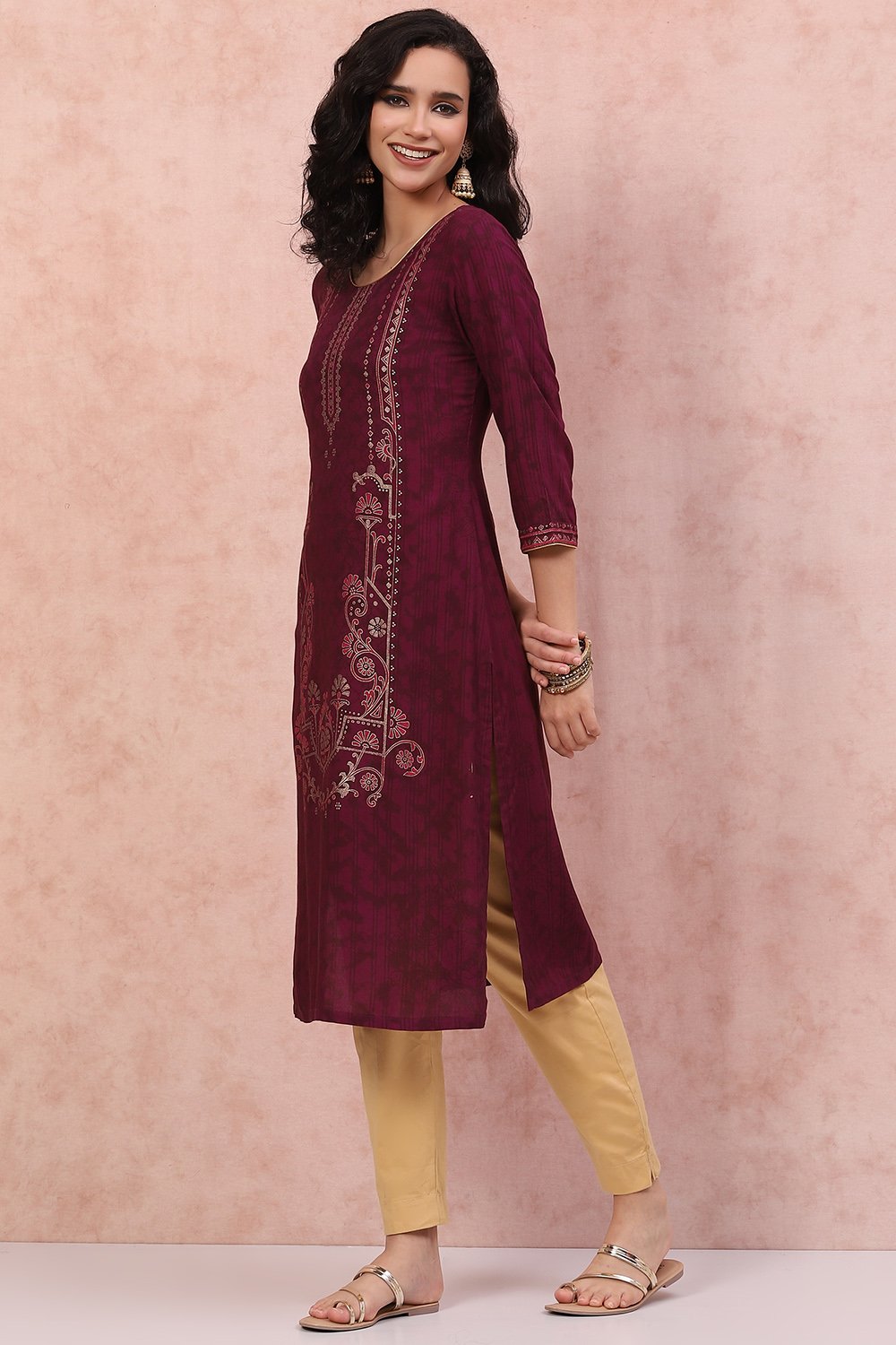 Phalsa LIVA Straight Kurta image number 2