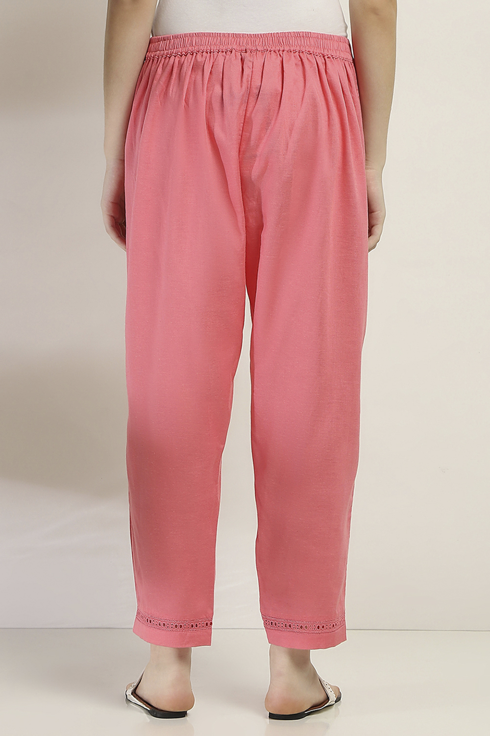 Coral Solid Regular Pants image number 5