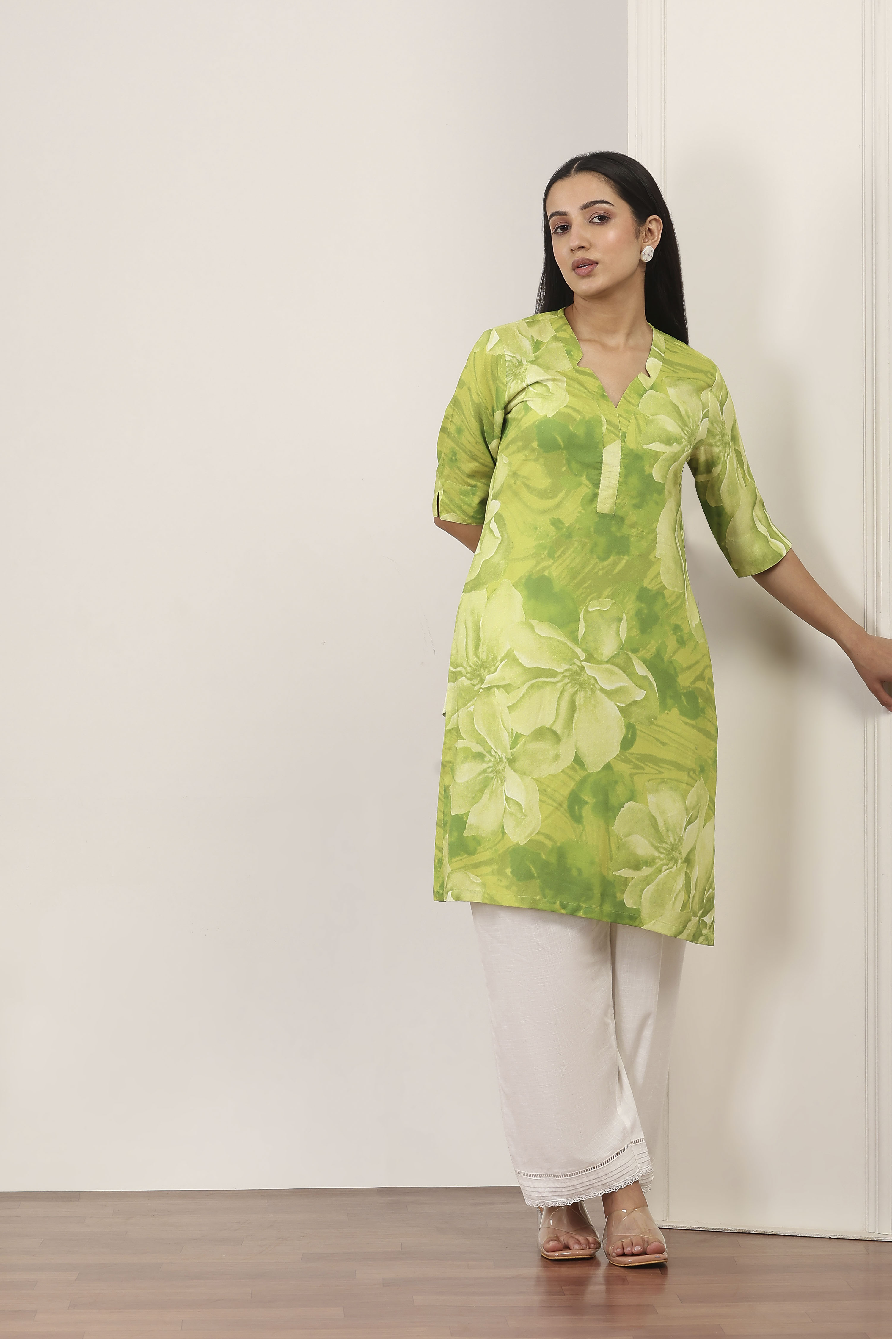 Blue Rayon Straight Kurtas image number 0