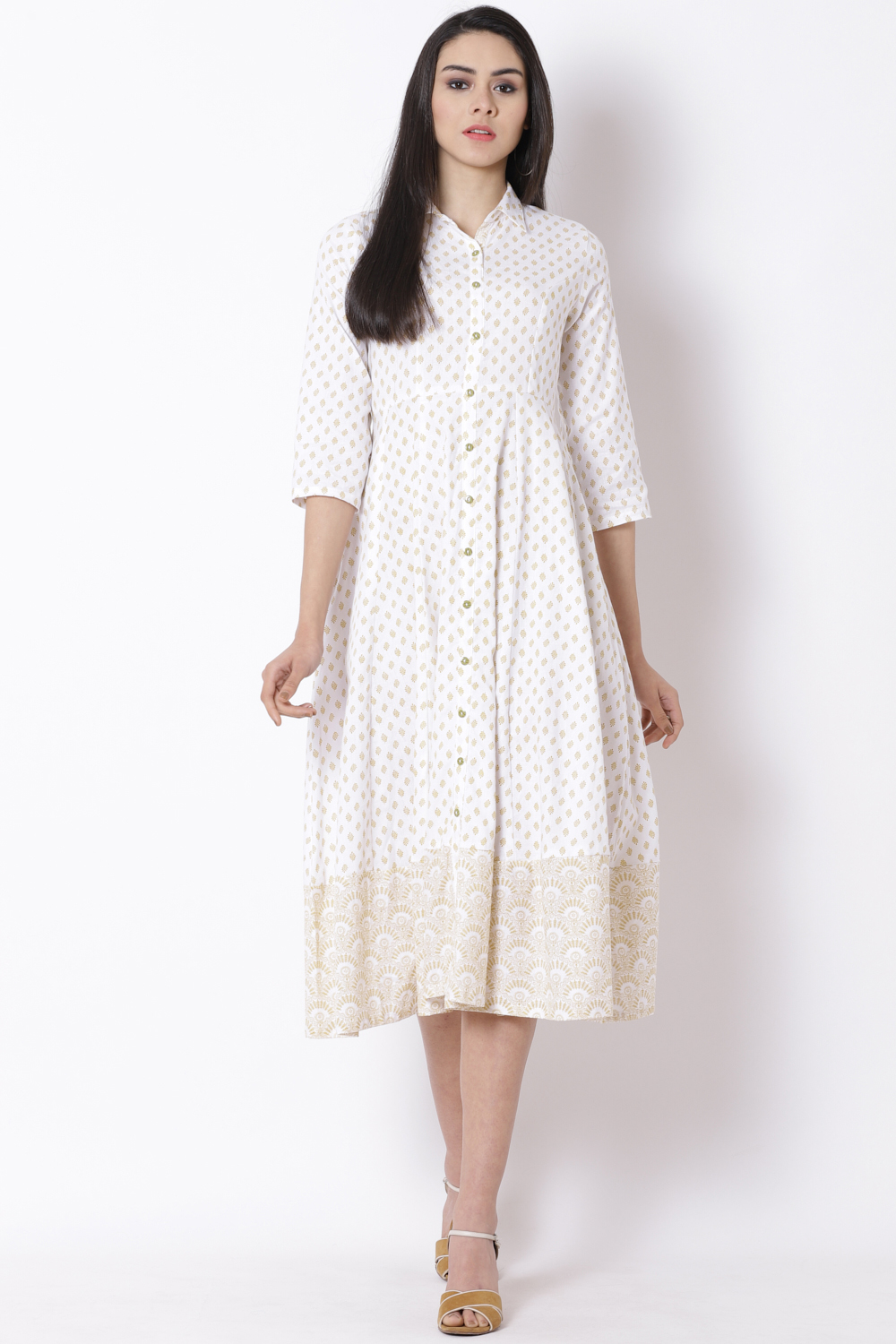 White Cotton Kalidar Dress image number 5