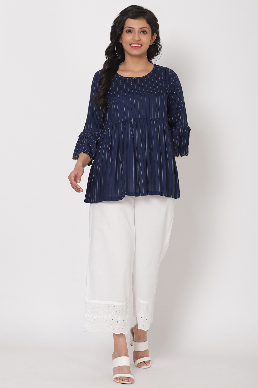 Black Cotton Palazzo Pants image number 4