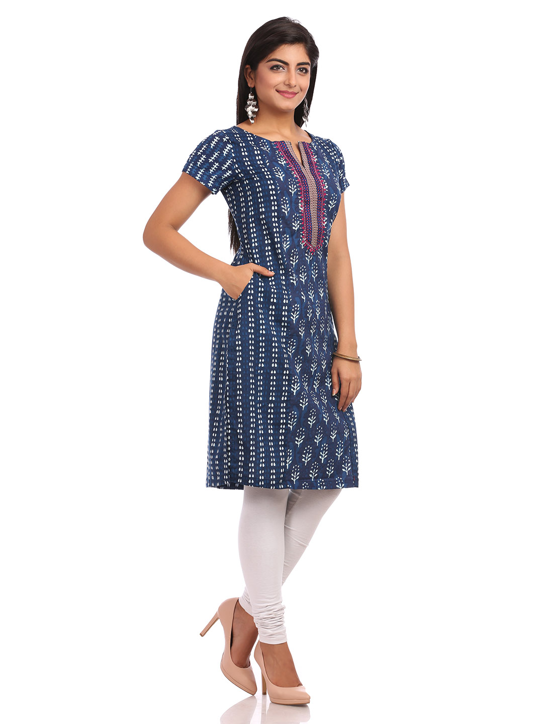Indigo Straight Cotton Kurta image number 2