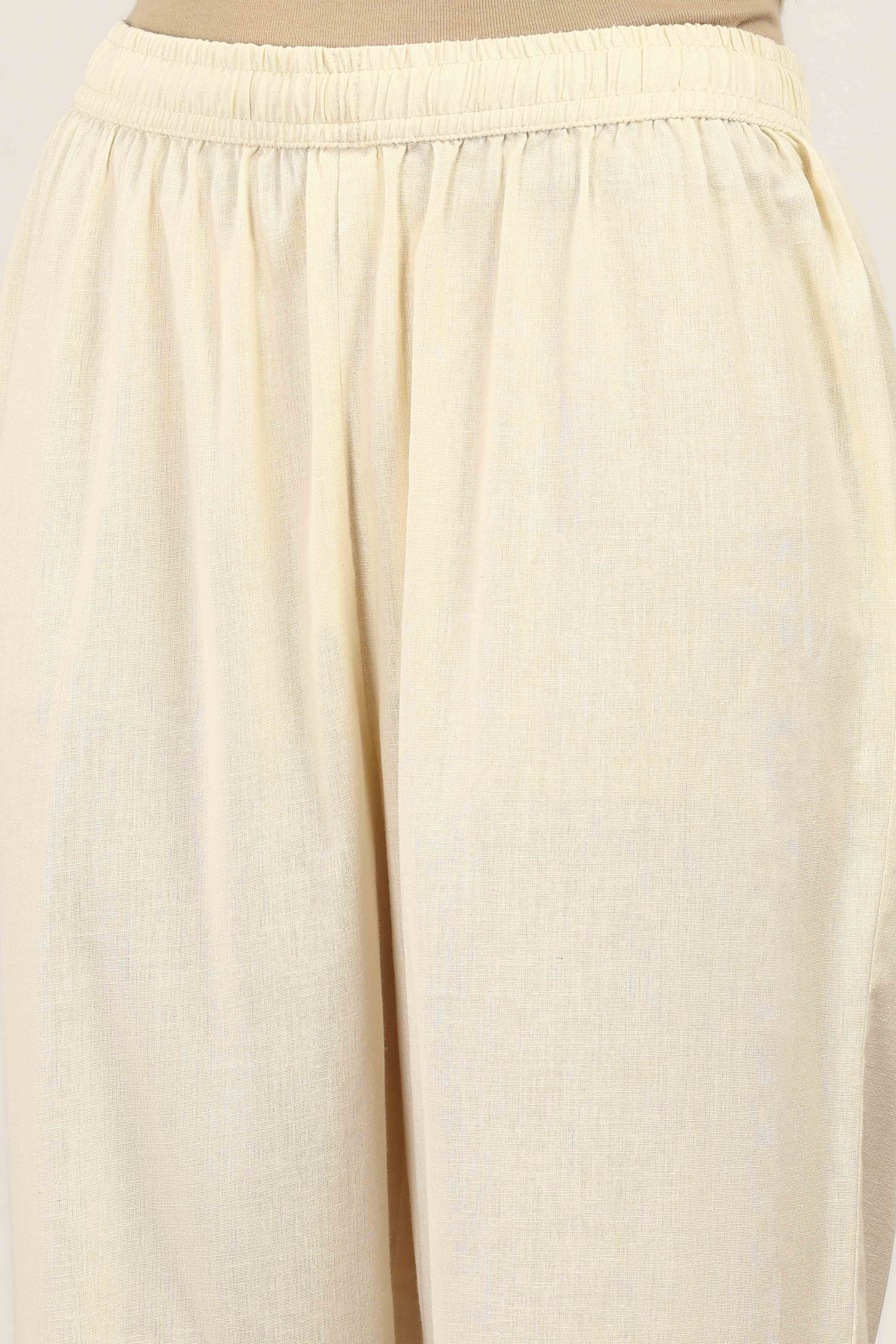 White Cotton Blend Cotton Flex Kurta Pants Set image number 2