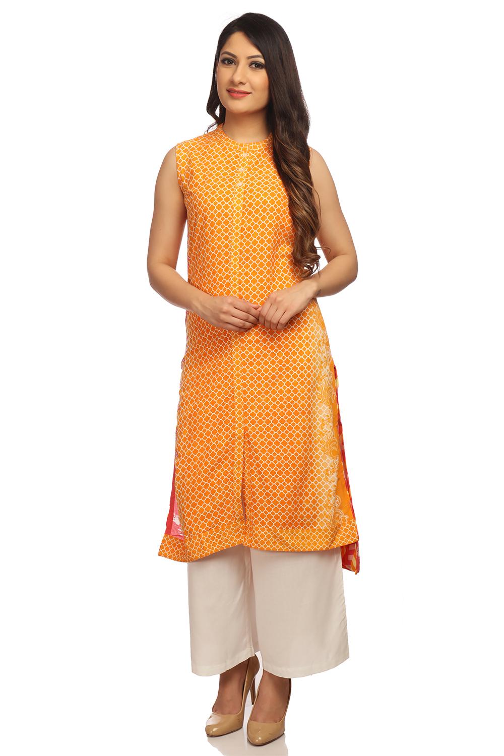 Orange Straight Rayon Kurta image number 0