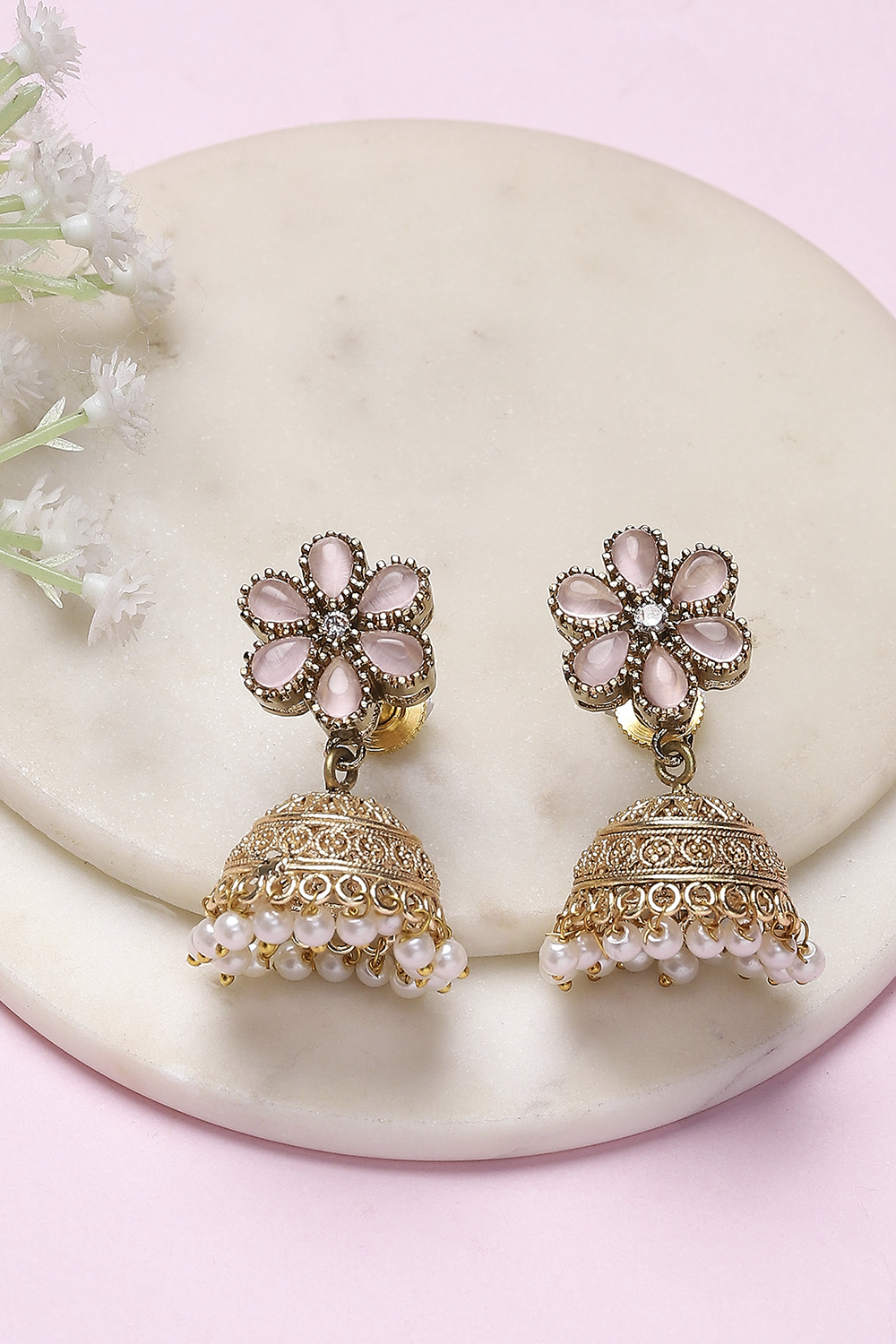 Pink Brass Jhumka image number 0