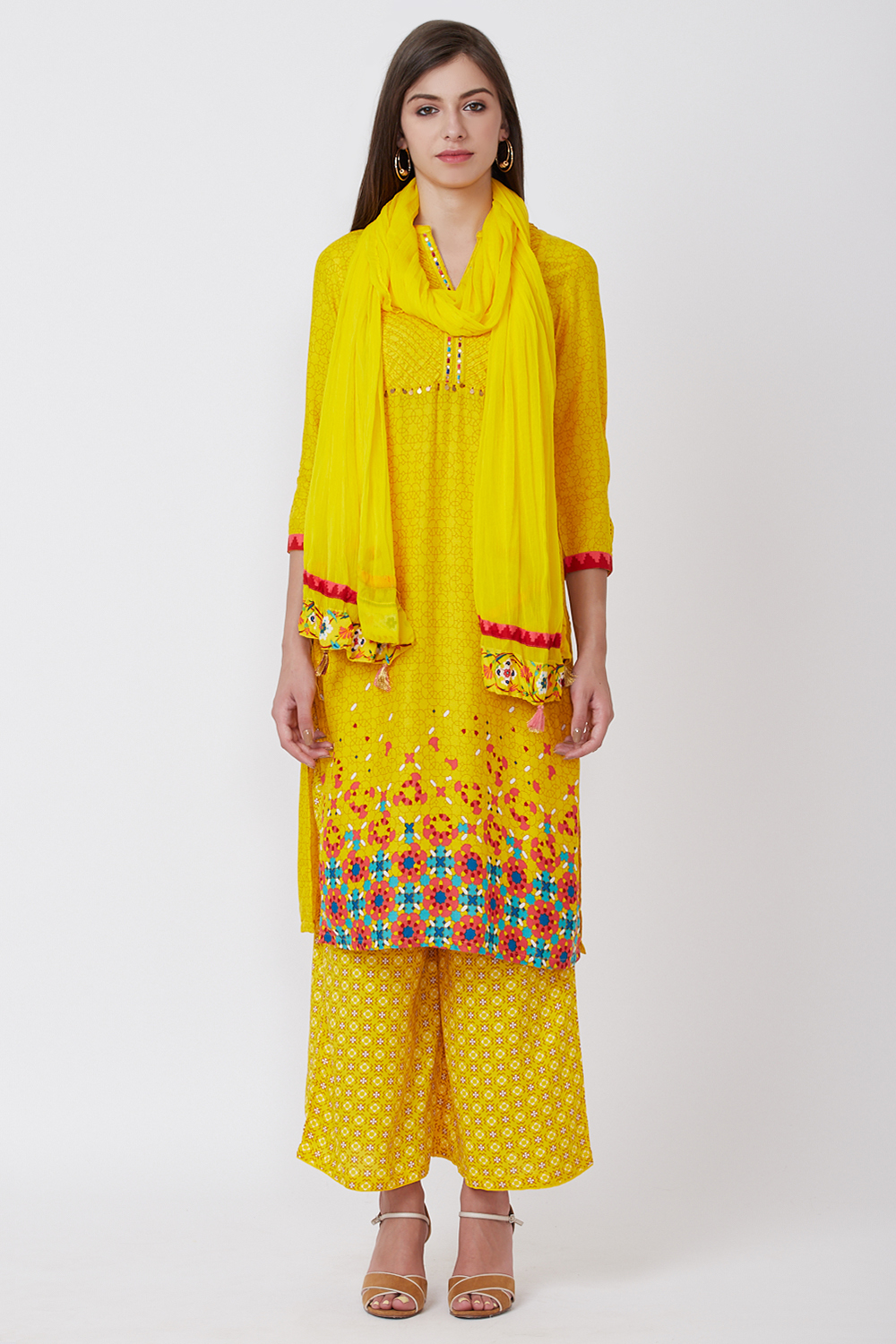 Yellow Straight Viscose Kurta image number 4