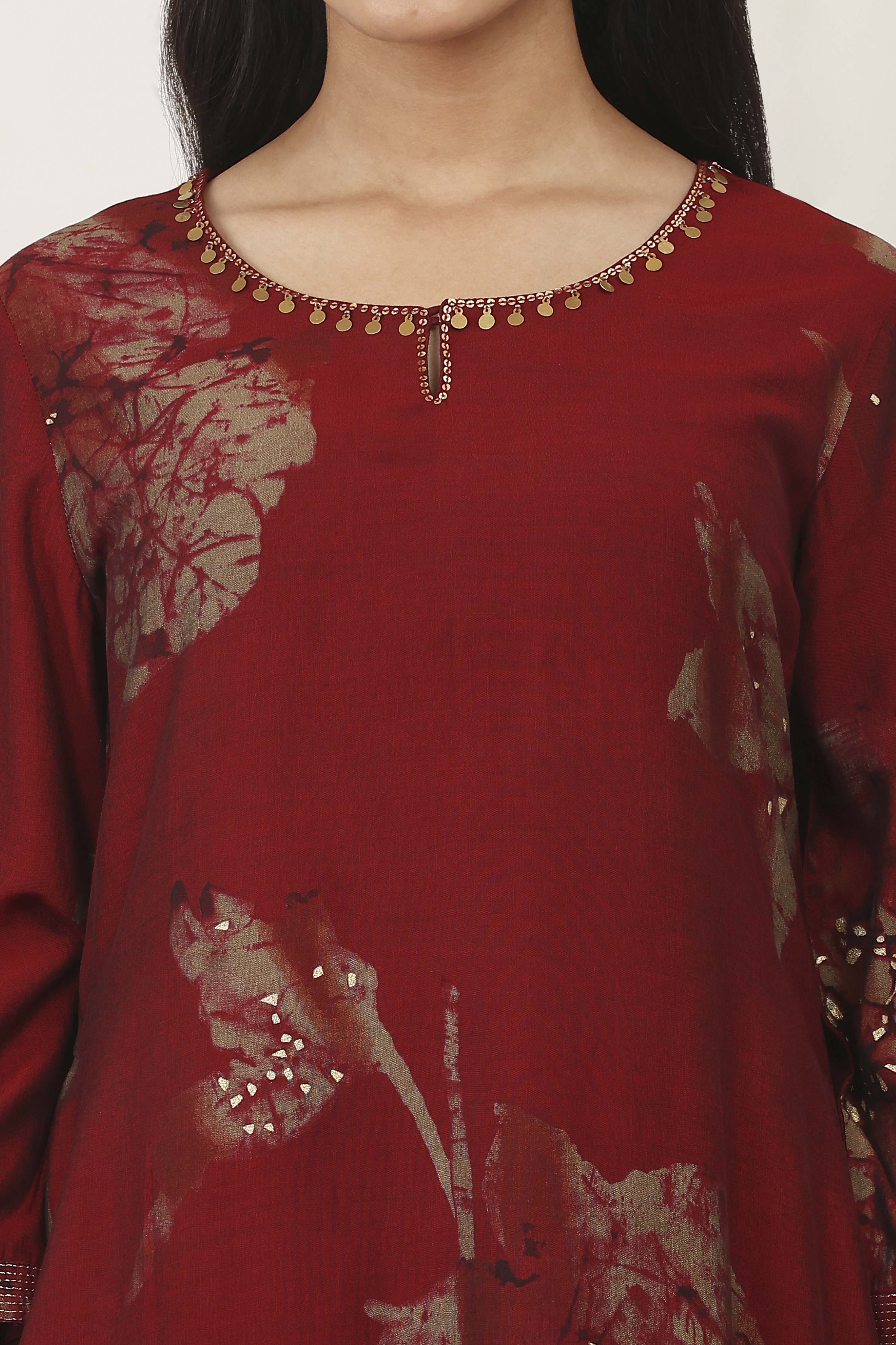 Yellow Viscose Polyester Kurta Pants Set image number 1