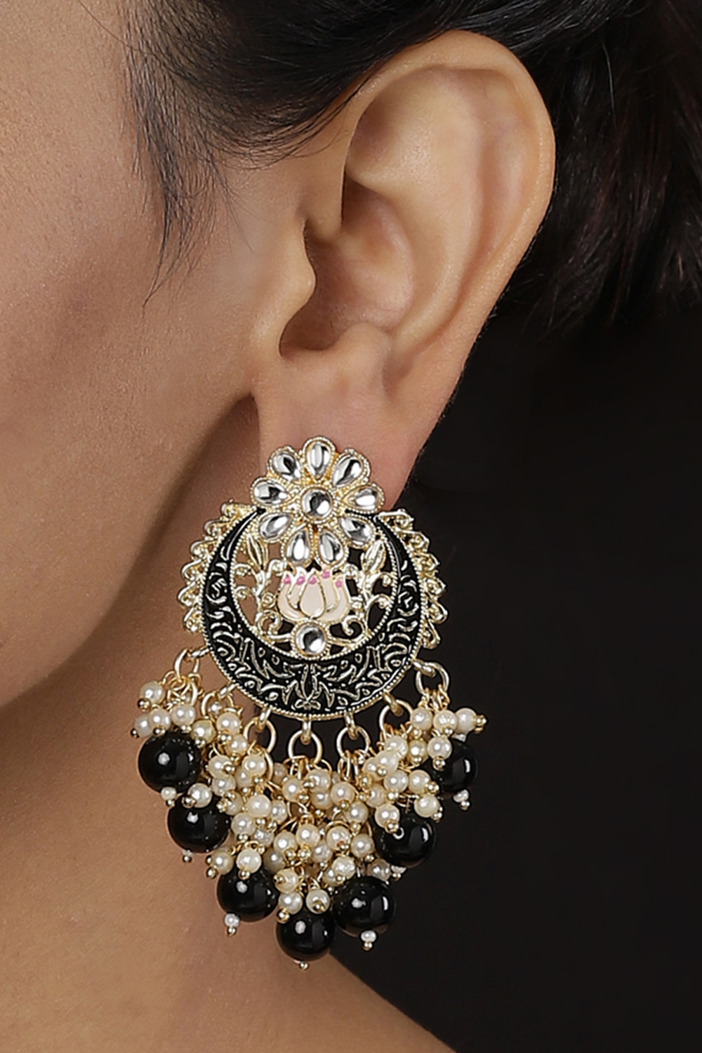 Black Metal Brass Earrings image number 0