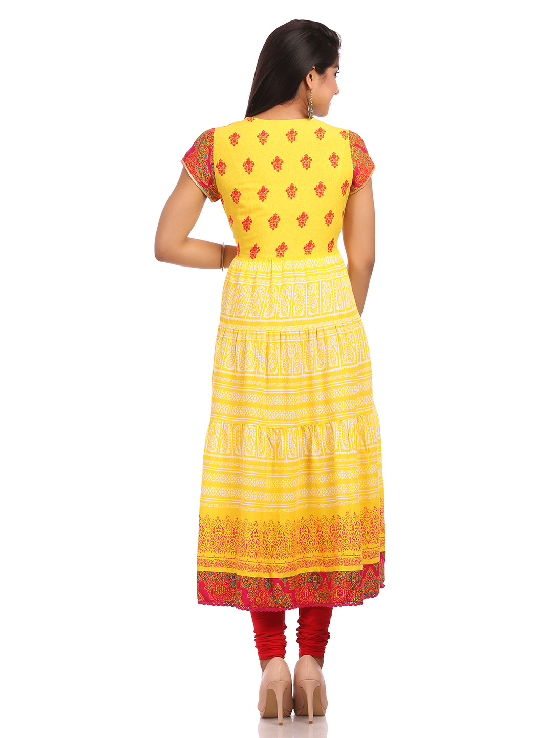 Yellow Flared Cotton Kurta image number 1