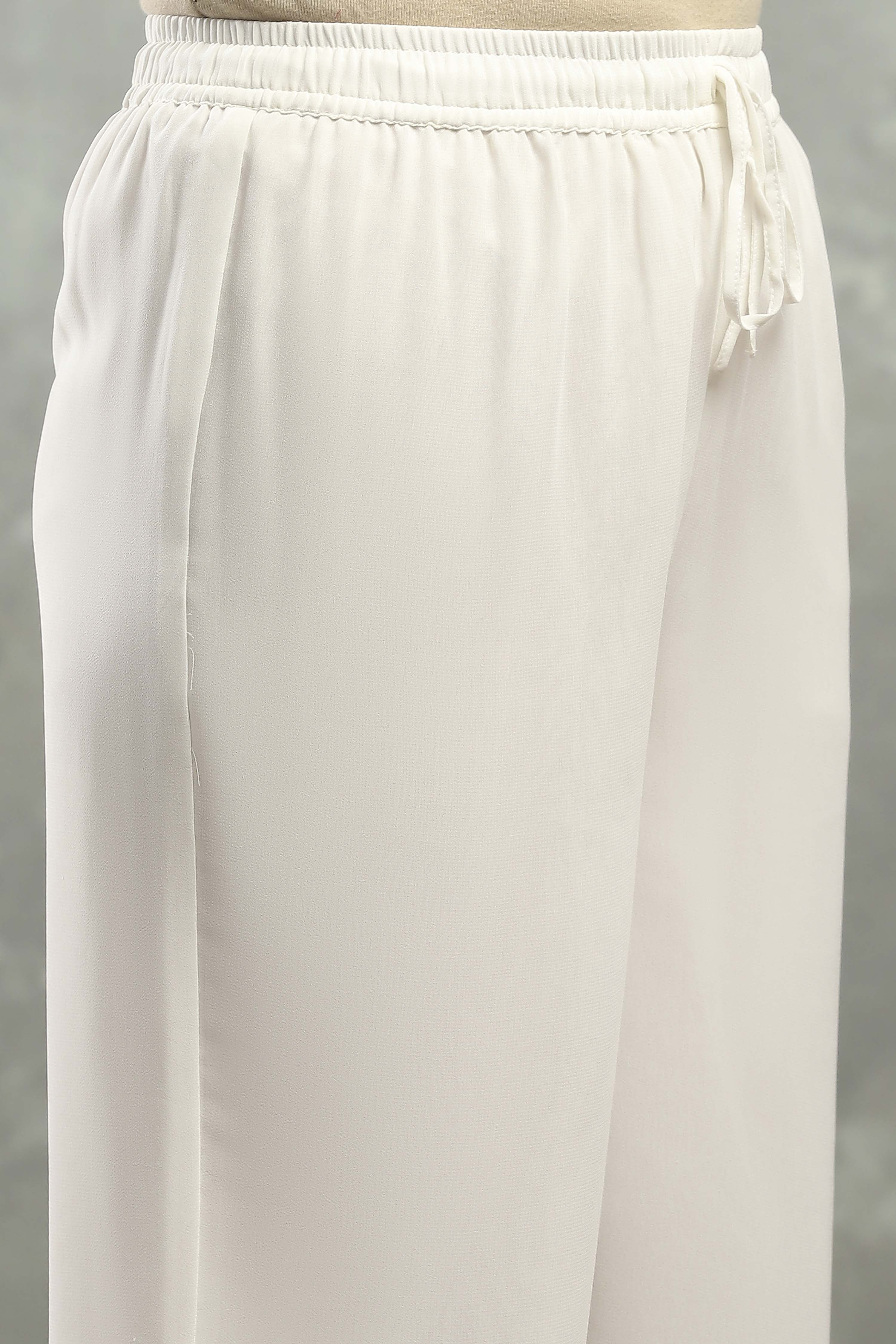 White Polyester Straight Kurta Pants Set image number 2