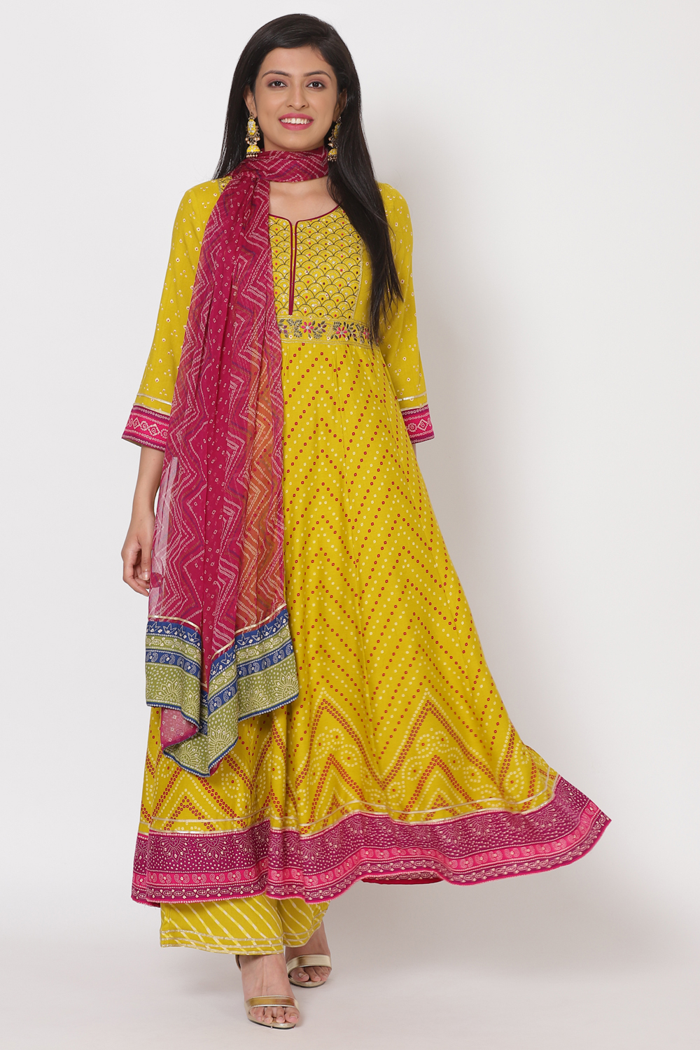 Lime Green Viscose Rayon Kalidar Kurta image number 4