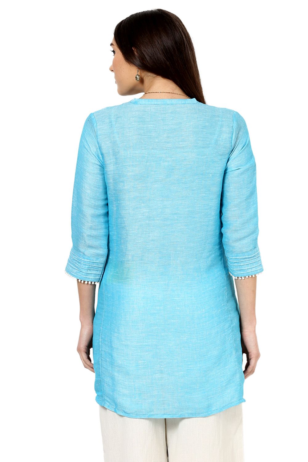 Blue Flared Poly Cotton Indie Top image number 4