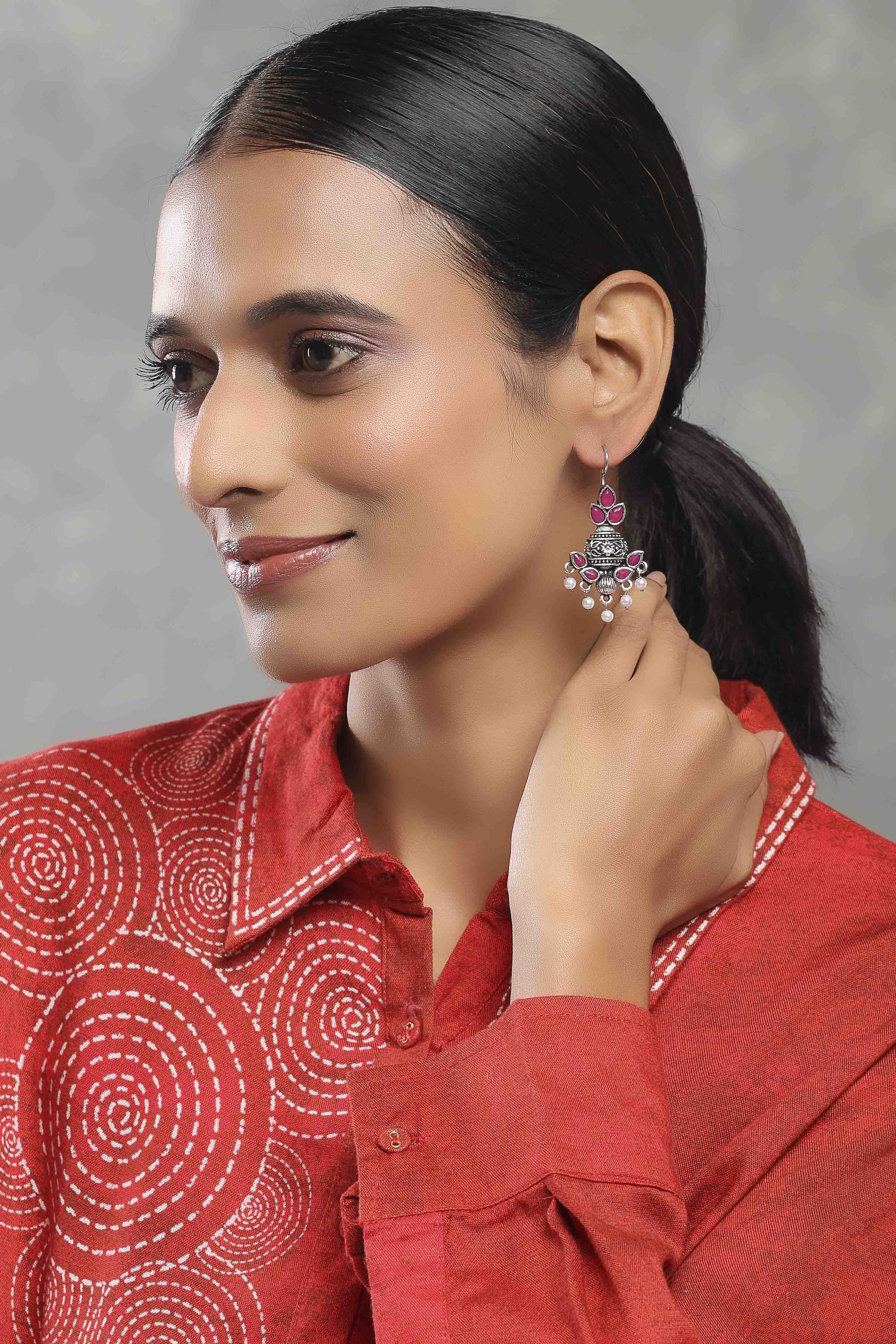 Dark Pink Alloy Drop & Danglers image number 3