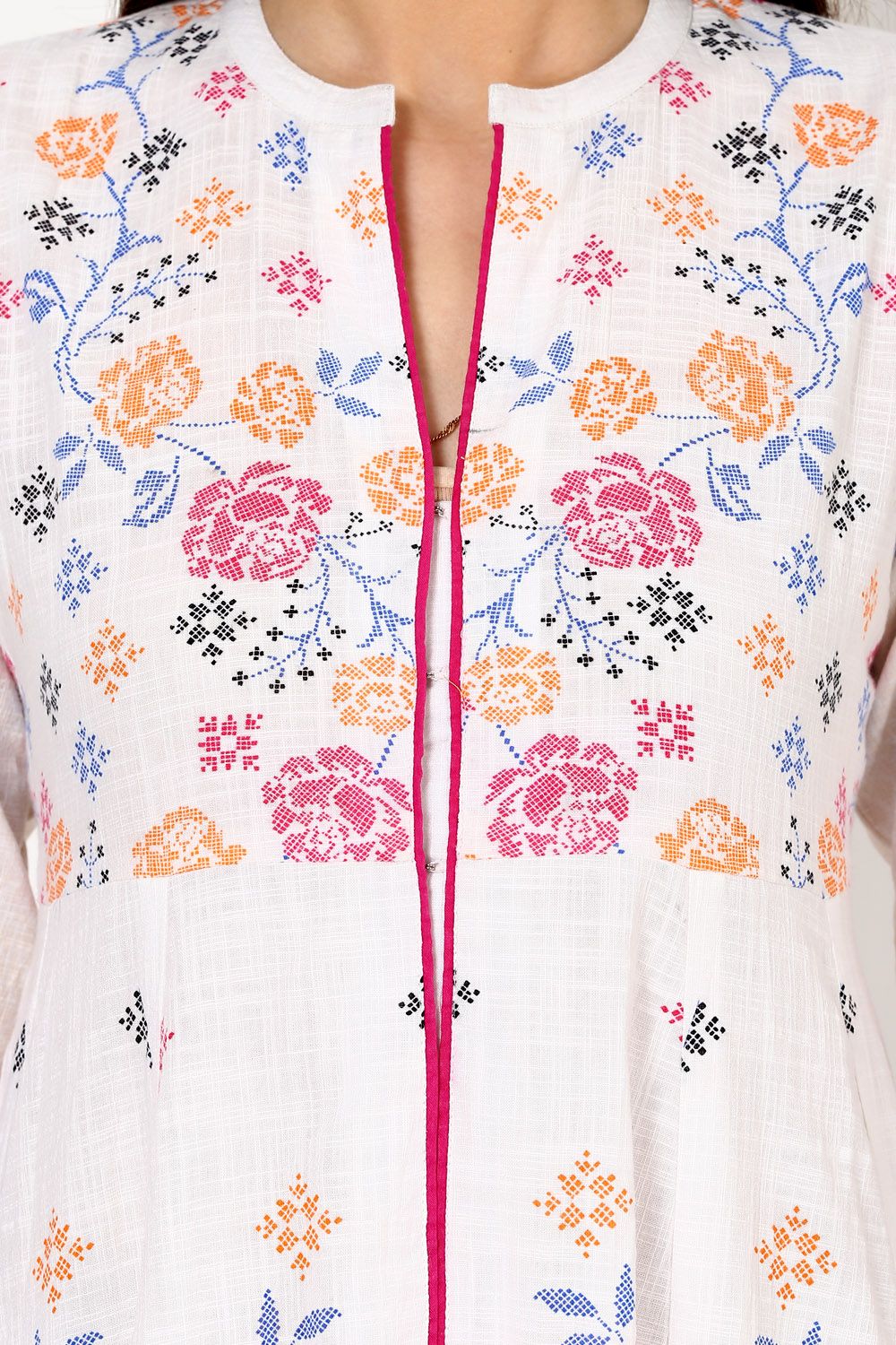 White Kalidar Cotton Kurta image number 4