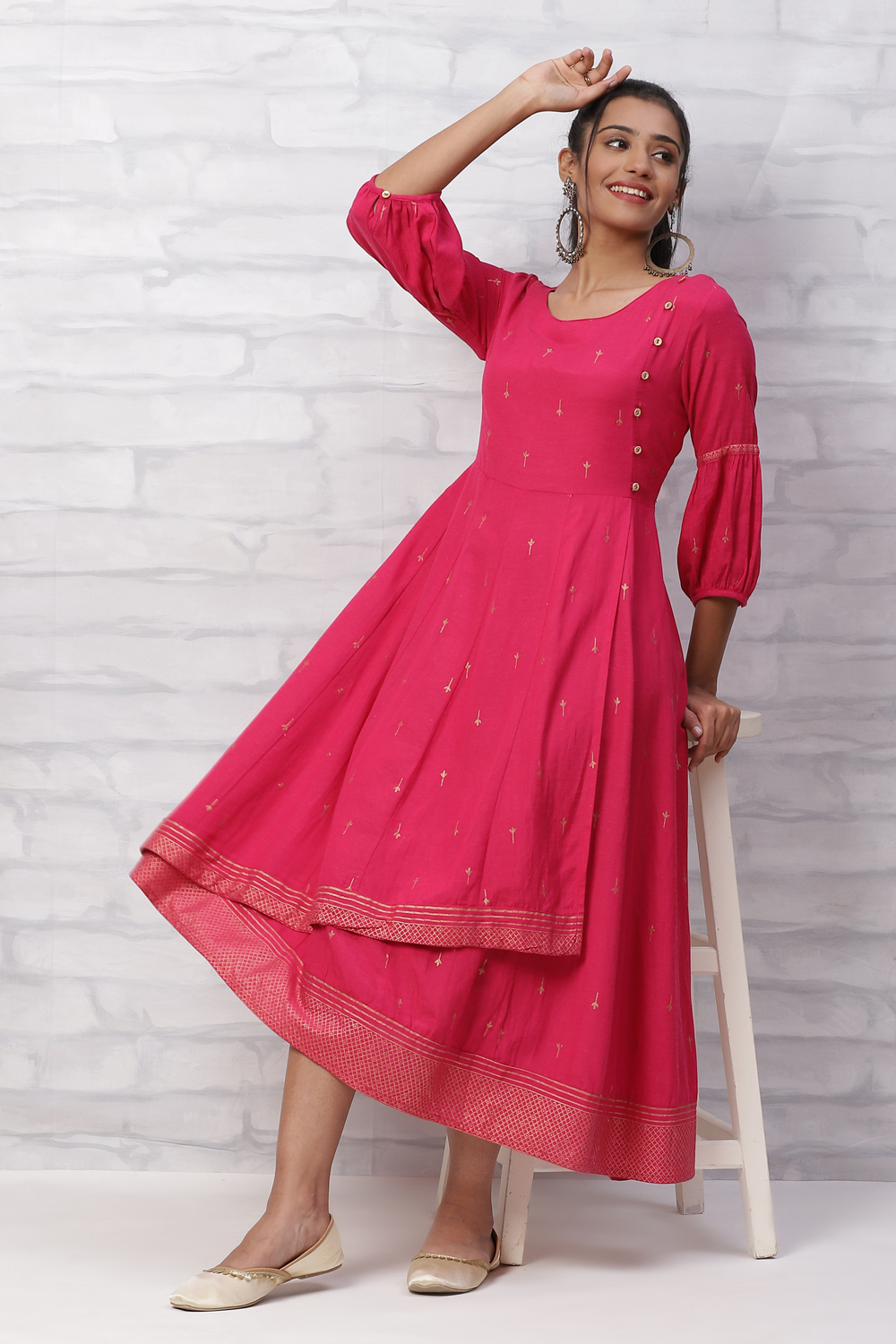 Pink LIVA Kalidar Dress image number 0