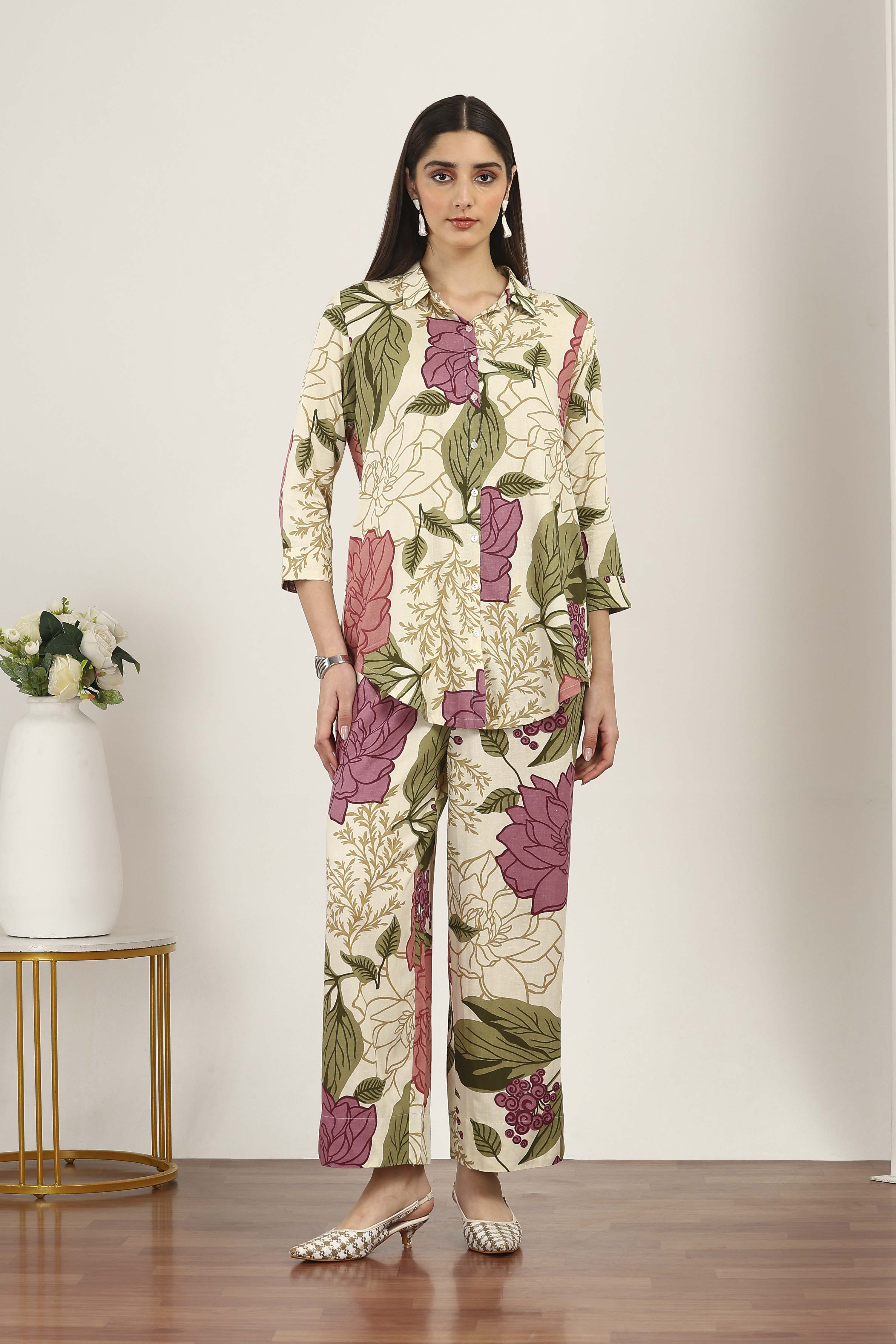 Beige Rayon & Cotton Flex Kurta Pants Set image number 6