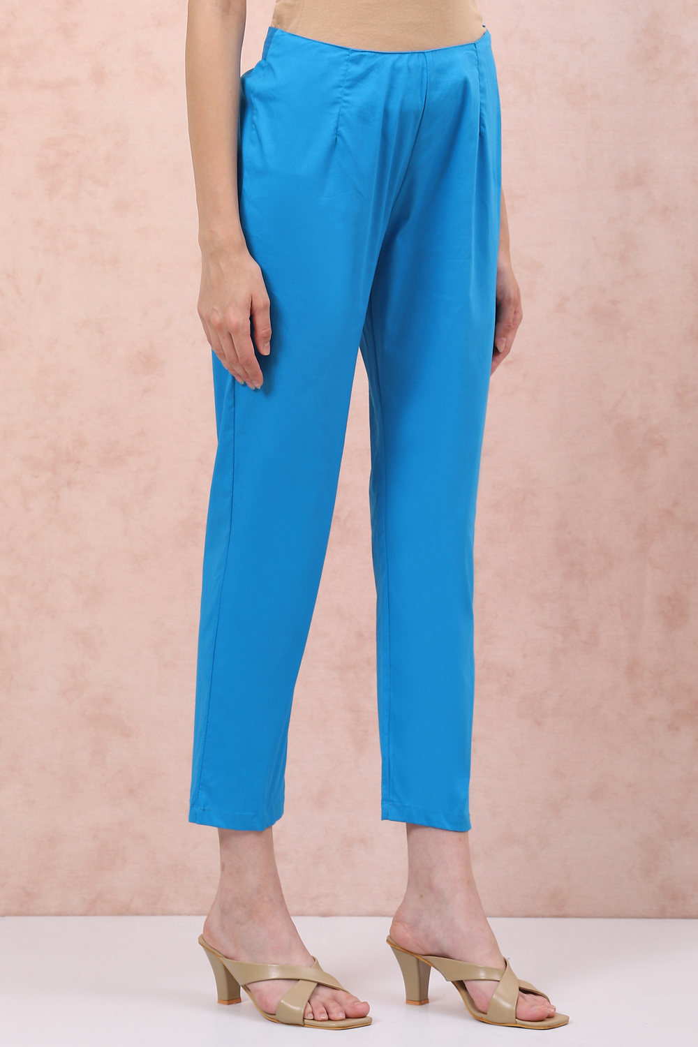 Turquoise Cotton Fusion Pants image number 4