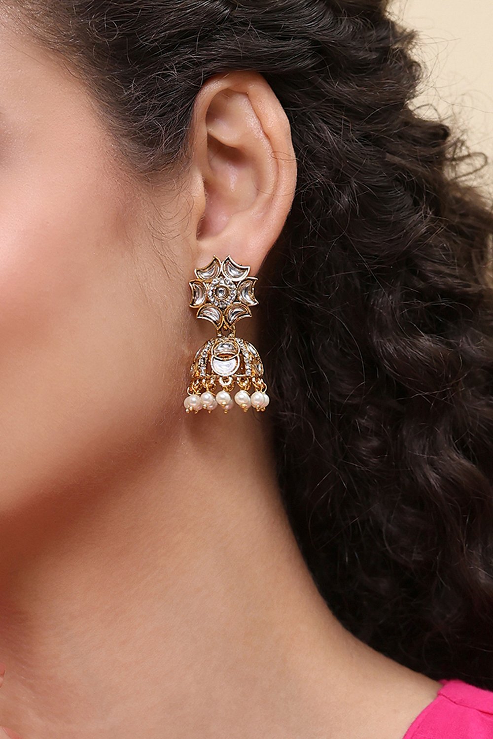 White Alloy Jhumka image number 1