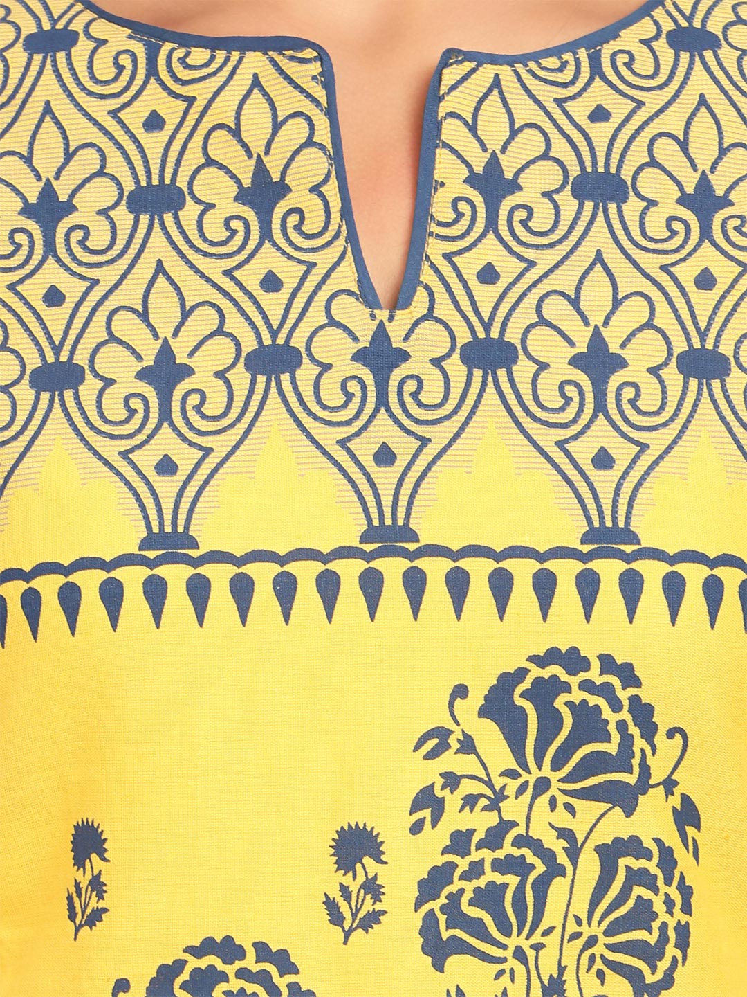 Yellow Asymmetric Cotton Kurta image number 4