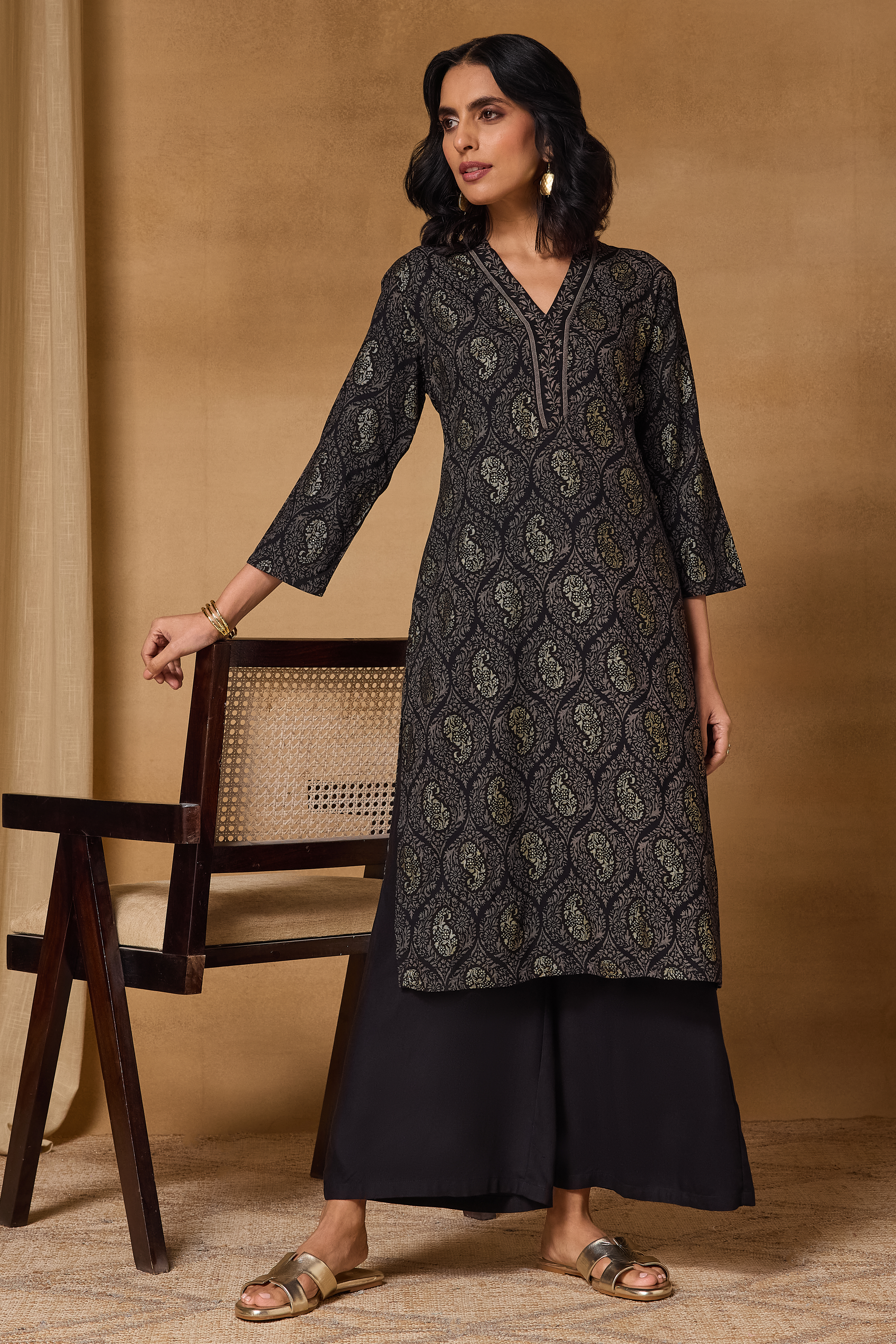 Red Printed Viscose Rayon Straight Kurta image number 0