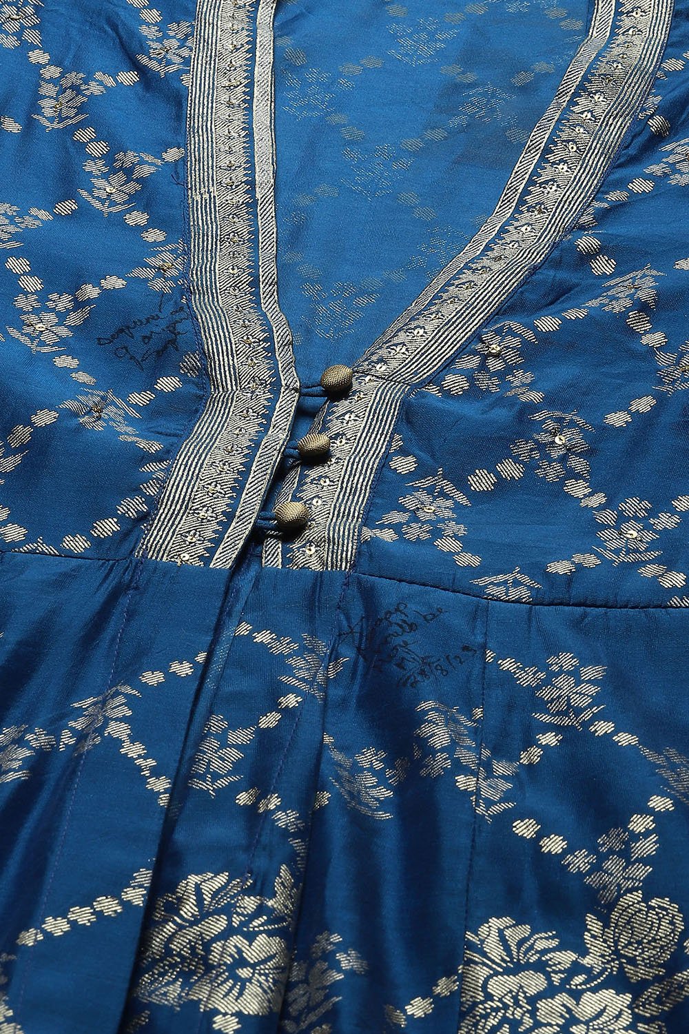 Blue Viscose Asymmetric Printed Dress image number 1