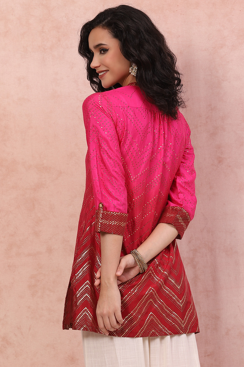 Pink LIVA Straight Short Kurti image number 4