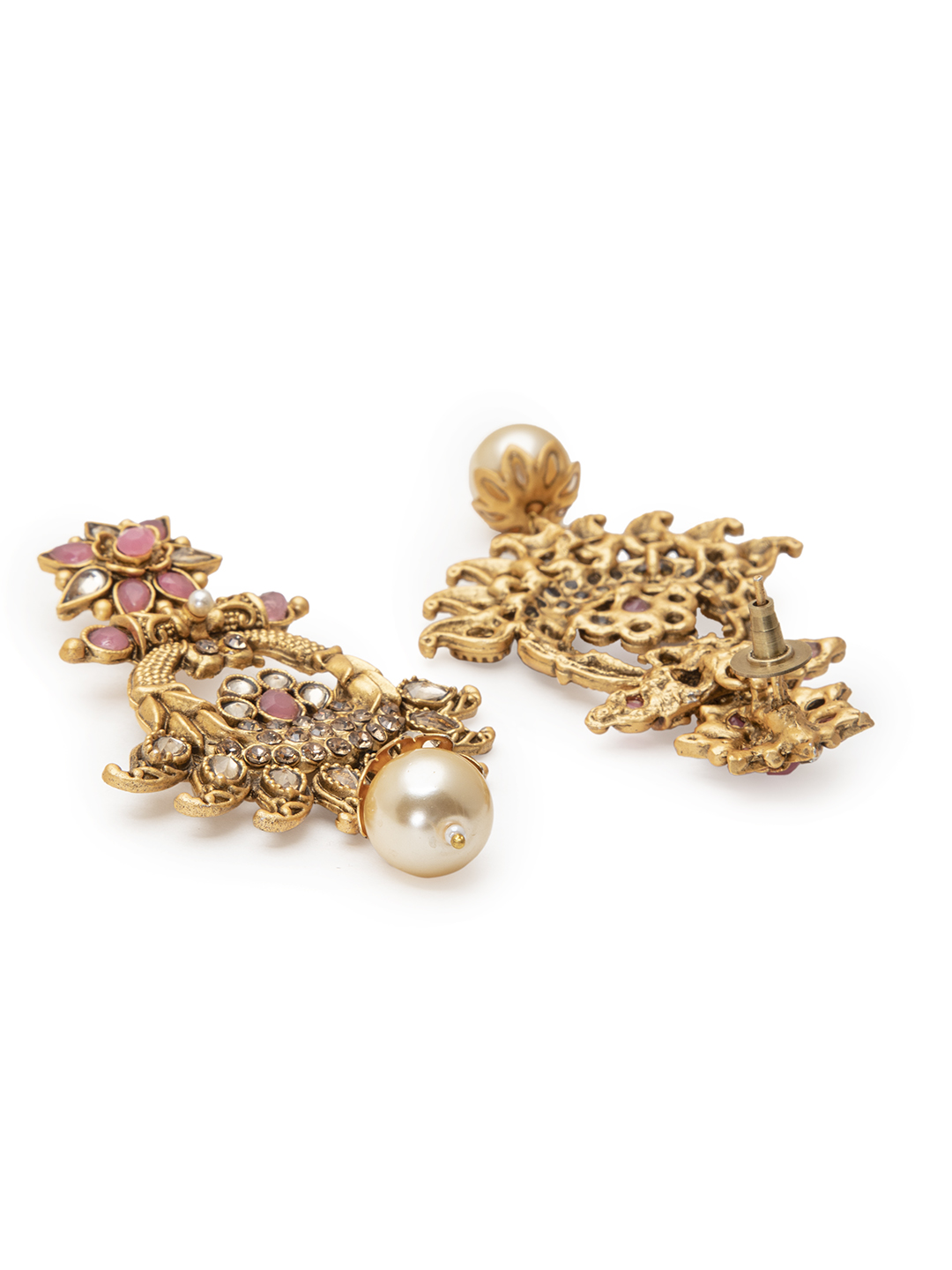 Pink Metal Brass Earring image number 2