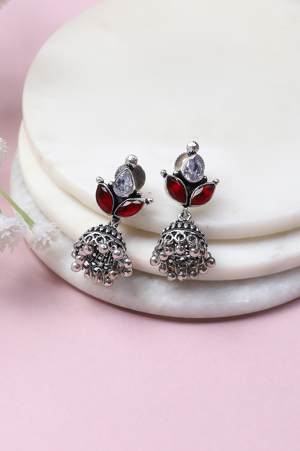 Red Alloy Jhumkas image number 0