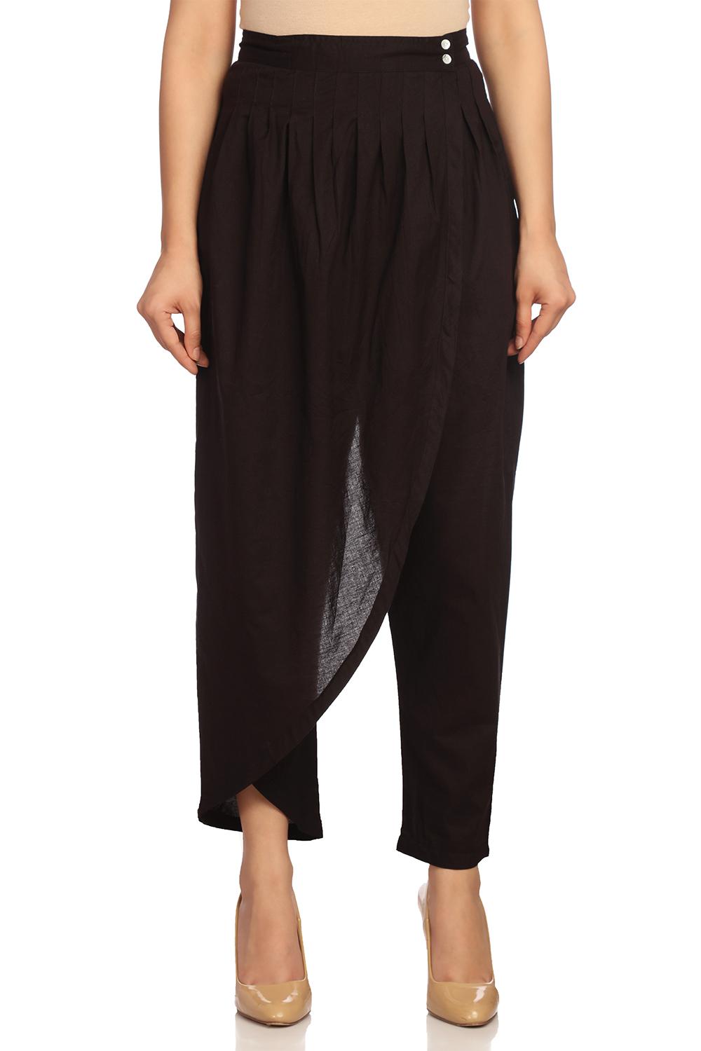 Black Cotton Fusion Pants image number 2
