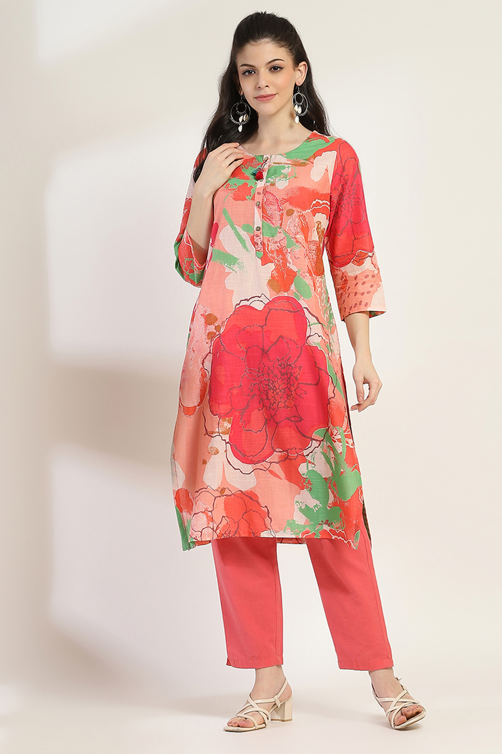 Aqua Cotton Straight Kurta image number 5