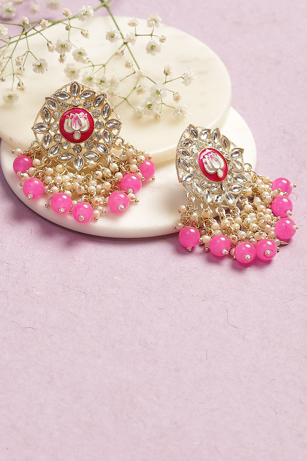 Pink Gold Plated Chandelier Earrings image number 0