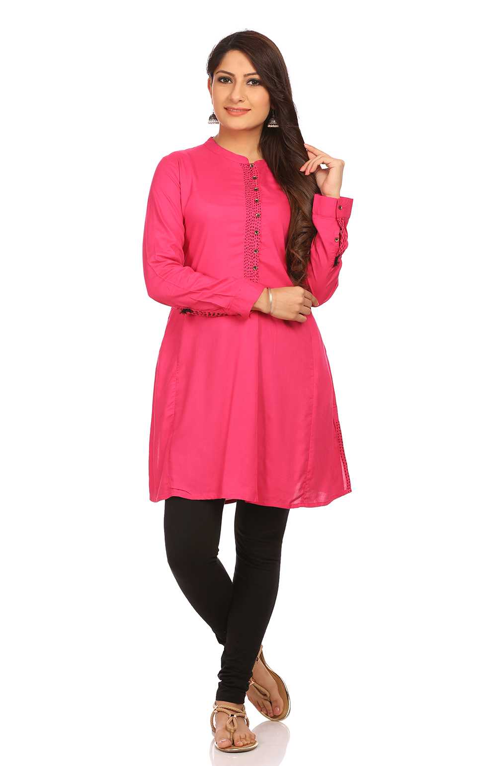 Fuschia Straight Rayon Kurta image number 0