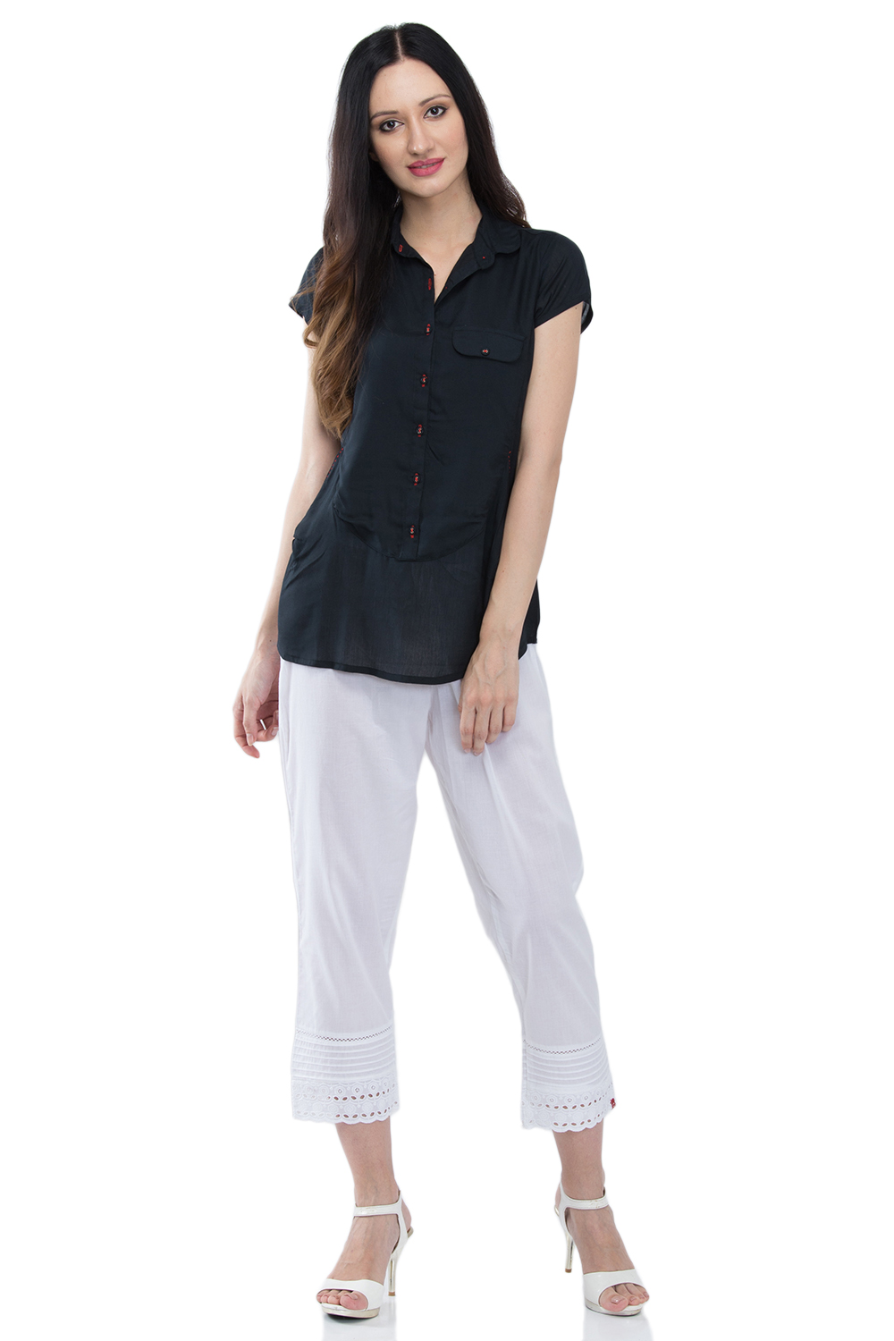 Black Short top Viscose Indie Top image number 4