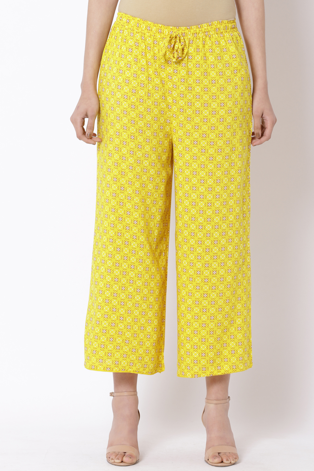 Yellow Viscose Printed Palazzo image number 0