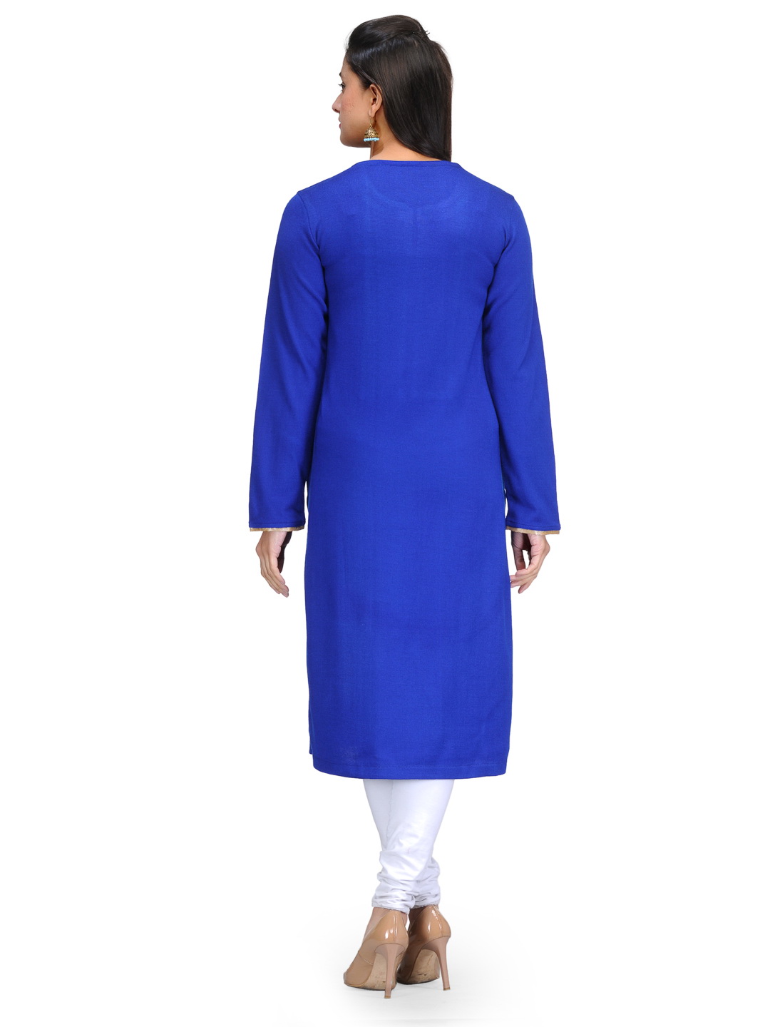 Blue Acrylic Straight Kurta image number 3