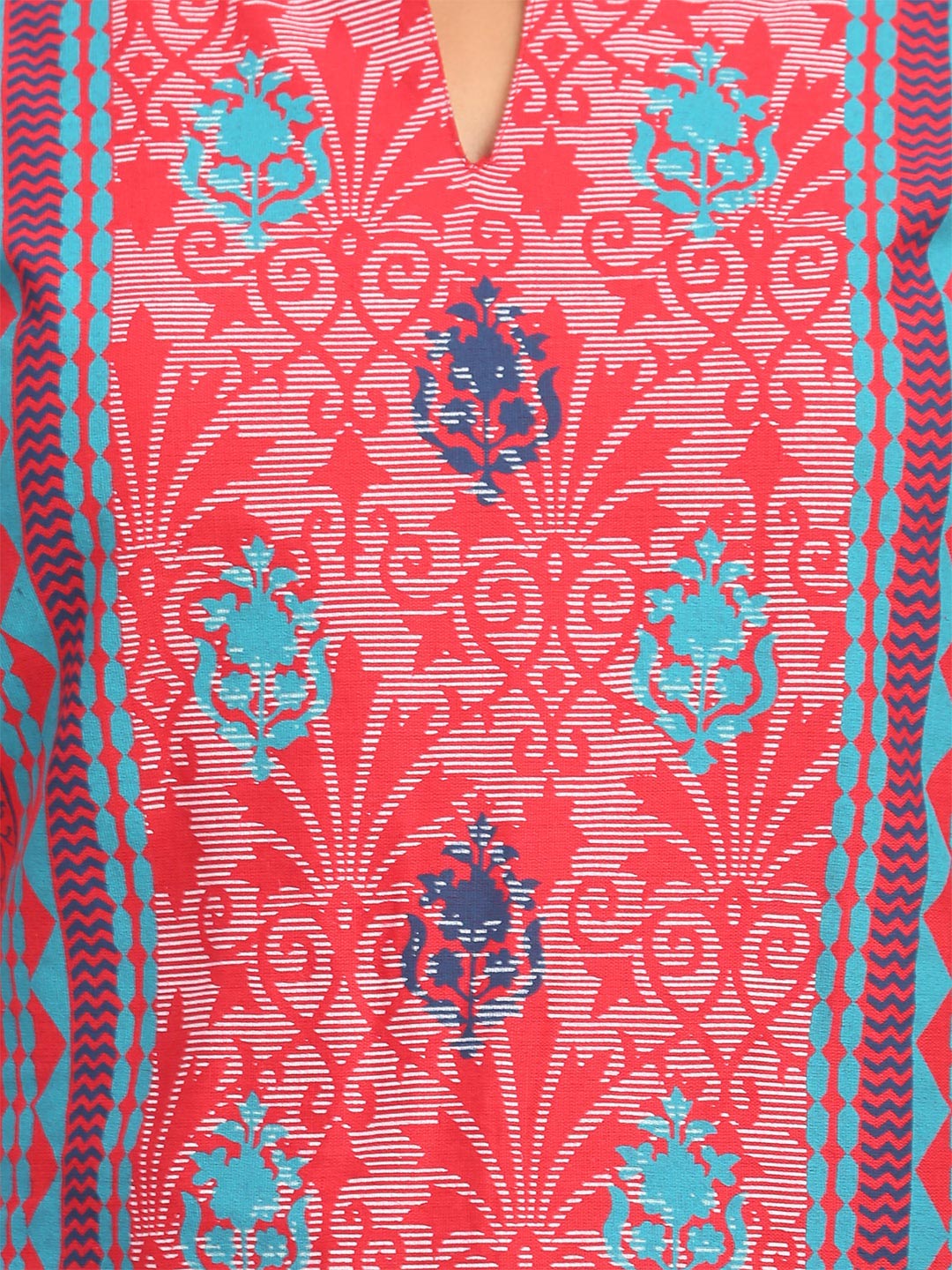 Red Asymmetric Cotton Kurta image number 4