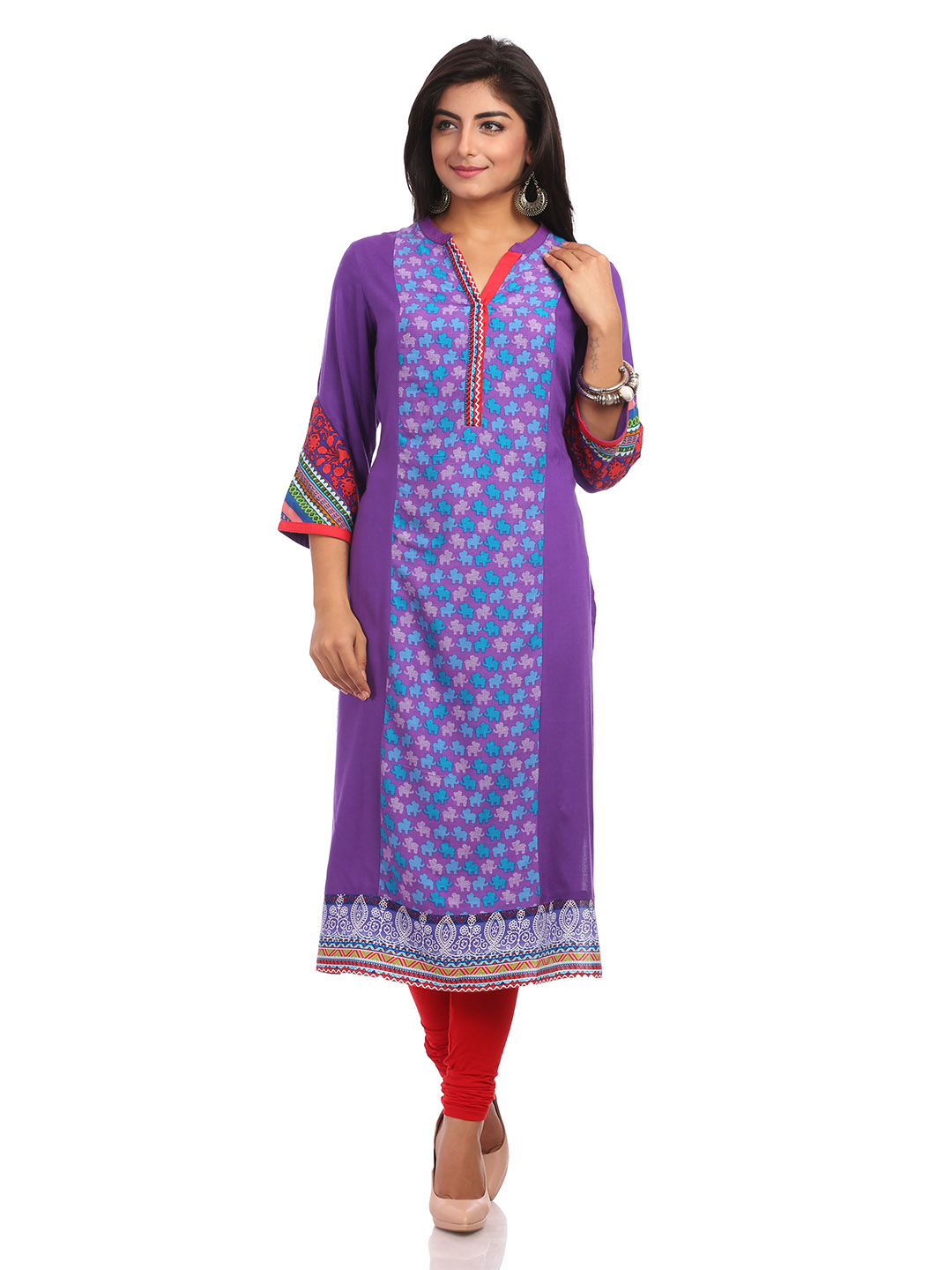 Purple Straight Cotton Kurta image number 0