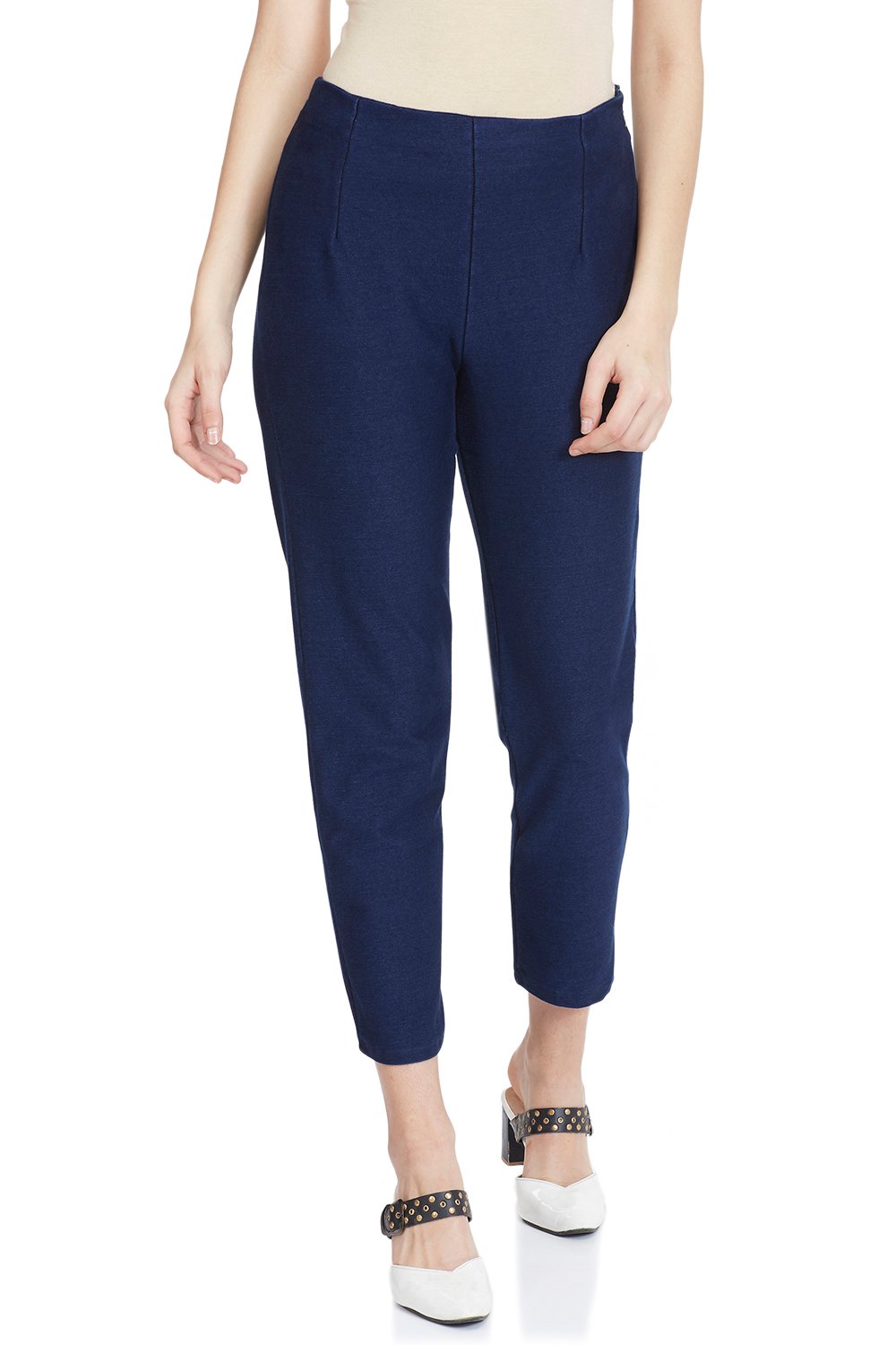 Dark Blue Cotton Slim Pants image number 0